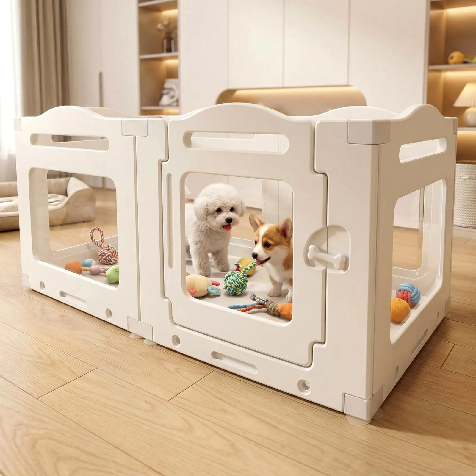 MAMIZO Recinto per Cani e Cuccioli in Acrilico, 129 × 68 × 60 cm - immagine 9