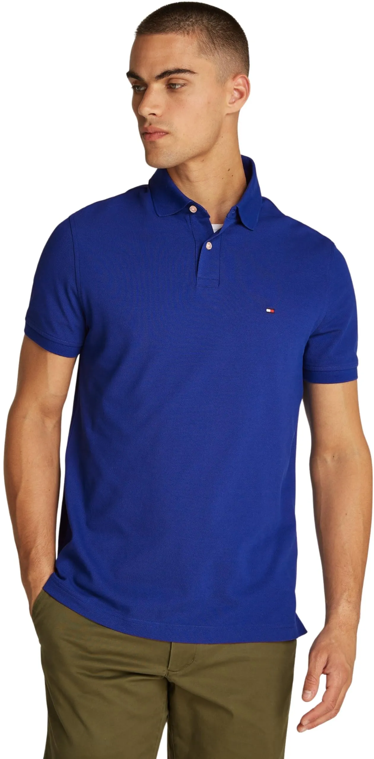 Tommy Hilfiger Uomo Maglietta Polo Maniche Corte Regular Fit, Blu (Wedge Blue), 3XL - immagine 1