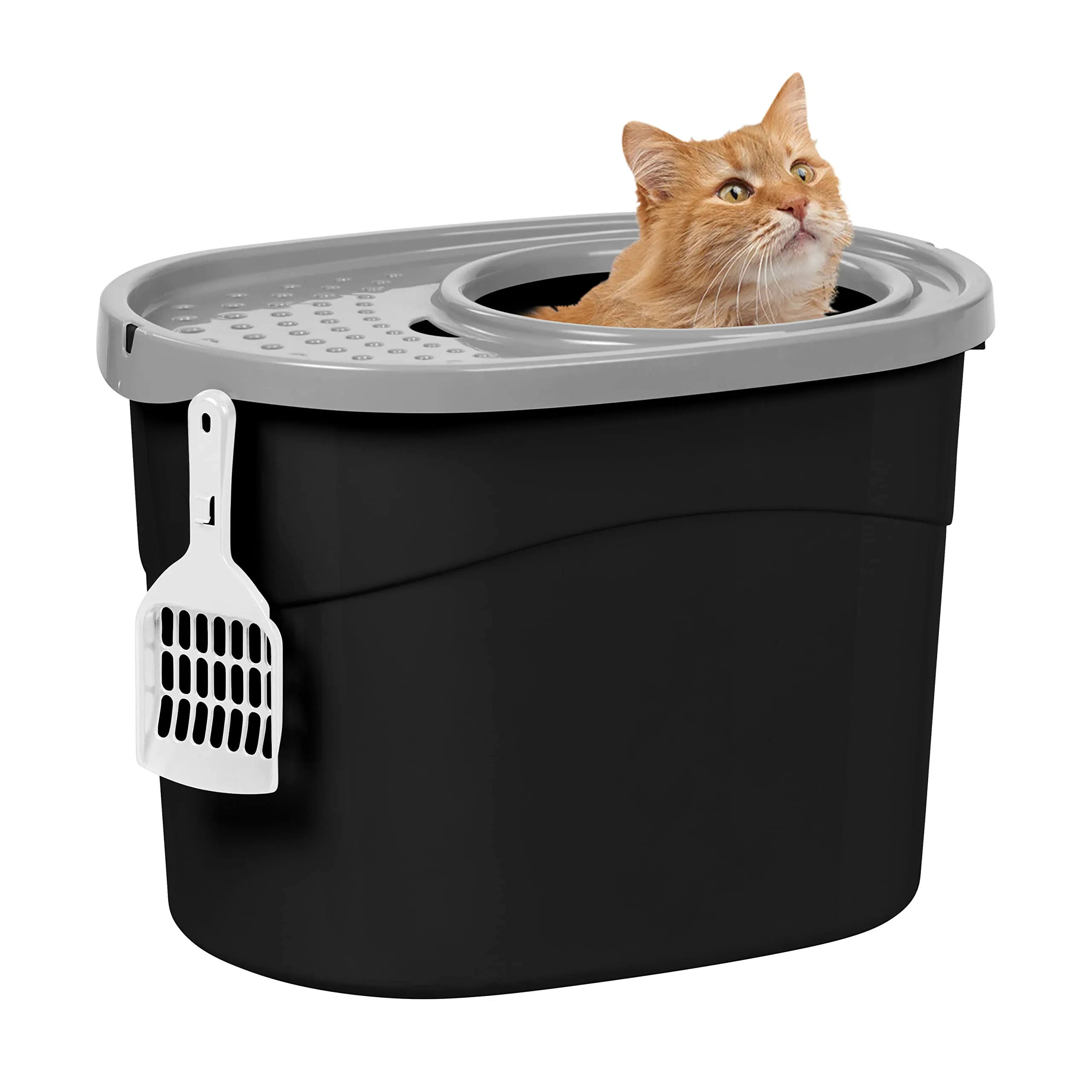 Iris Ohyama Lettiera per Gatti Chiusa con Ingresso Top, Nero/Grigio, TECL-20 - immagine 1