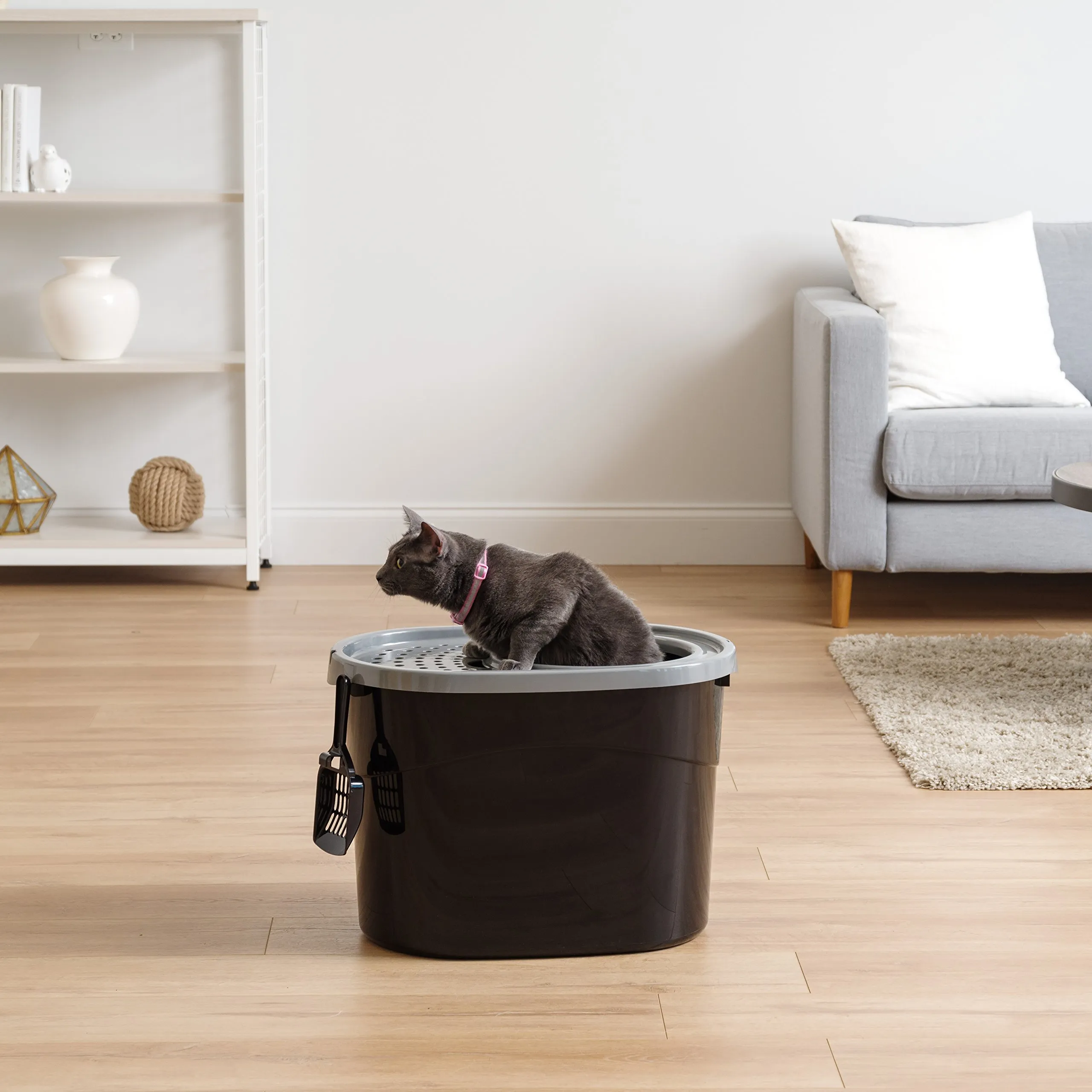 Iris Ohyama Lettiera per Gatti Chiusa con Ingresso Top, Nero/Grigio, TECL-20 - immagine 3