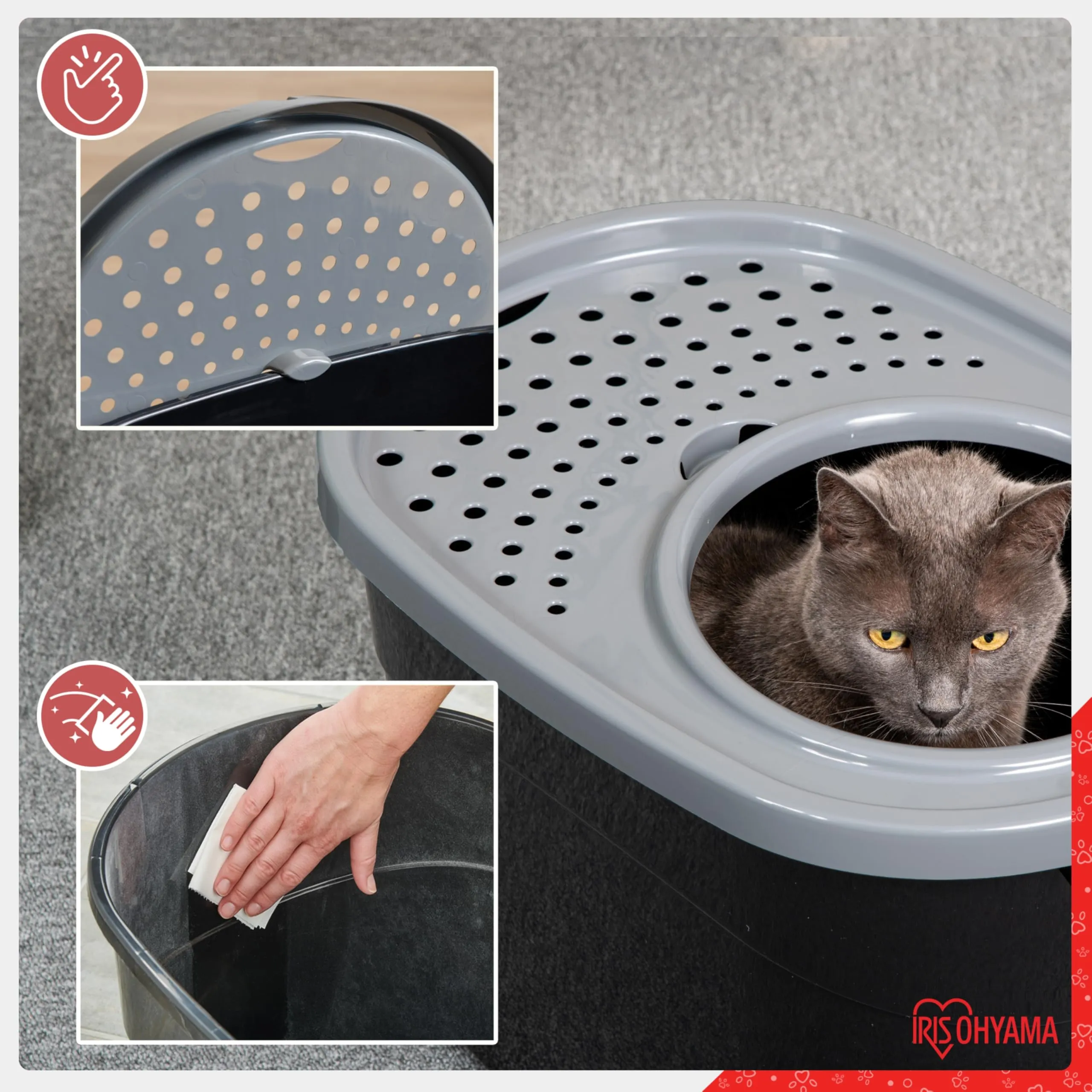 Iris Ohyama Lettiera per Gatti Chiusa con Ingresso Top, Nero/Grigio, TECL-20 - immagine 4