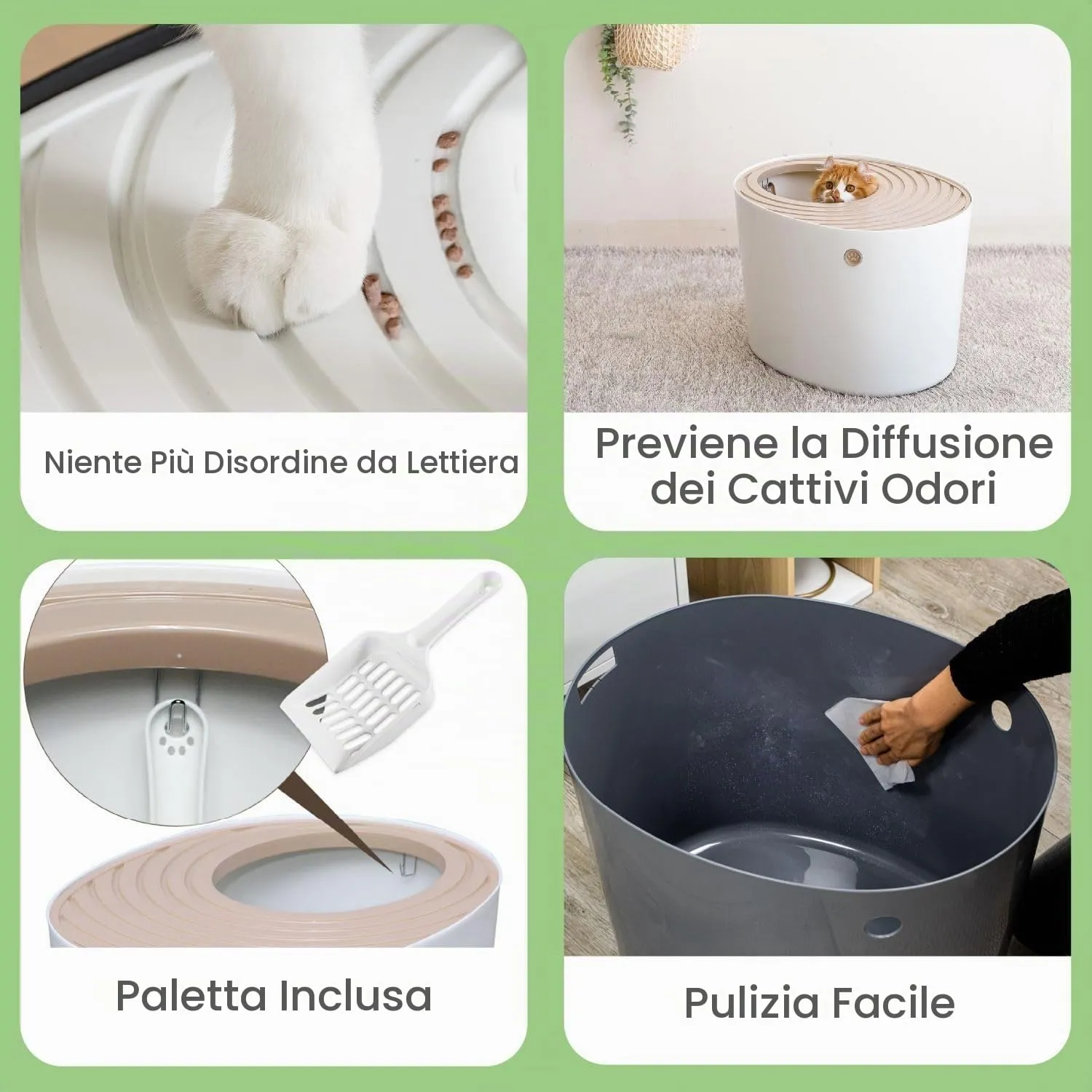 Iris Ohyama Lettiera per Gatti Chiusa con Ingresso Top e Pala, Grigio, PUNT-530 - immagine 2