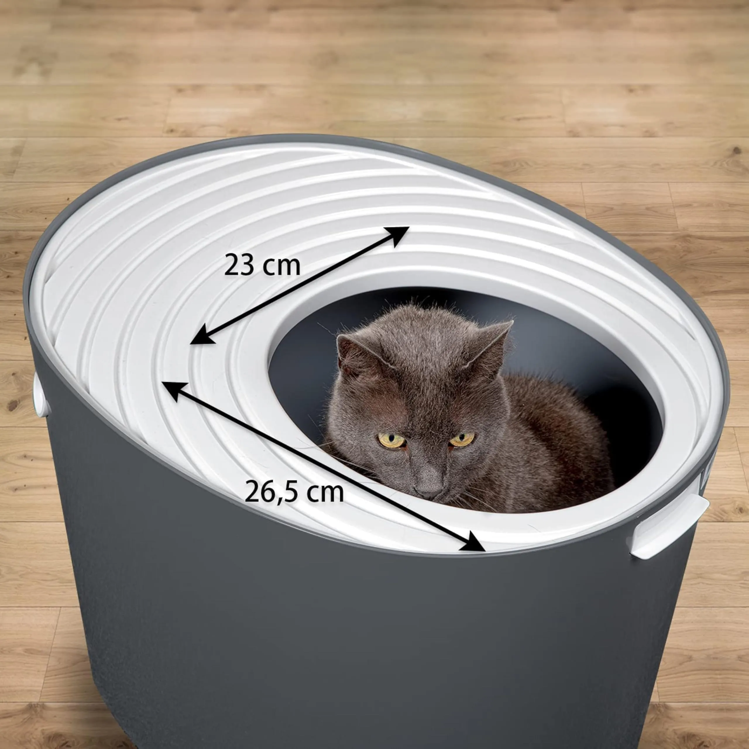 Iris Ohyama Lettiera per Gatti Chiusa con Ingresso Top e Pala, Grigio, PUNT-530 - immagine 6