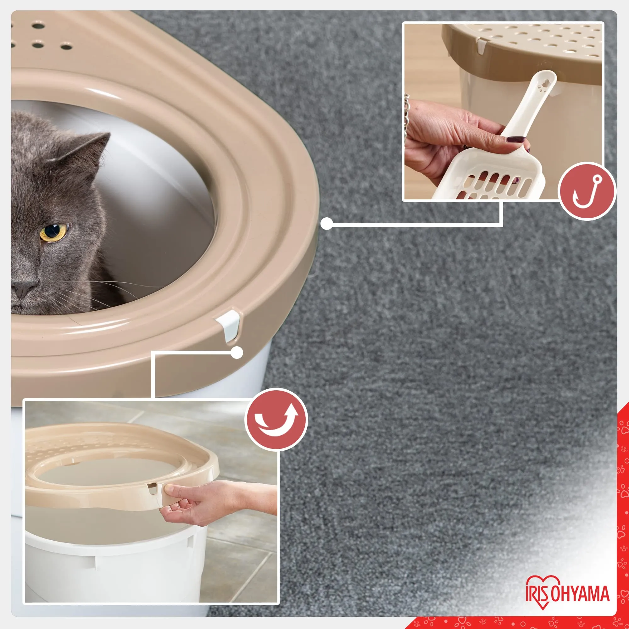 Iris Ohyama Lettiera per Gatti con Ingresso Top e Pala, Beige, TECL-20 - immagine 3