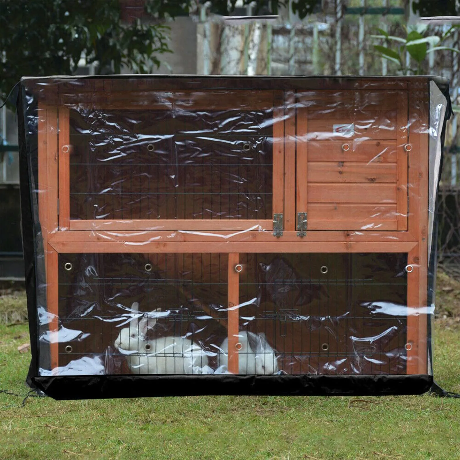 Jauhmui Copertura Protettiva per Gabbia Conigli, Oxford 210D, 122 x 50 x 105 cm, Nero - immagine 5