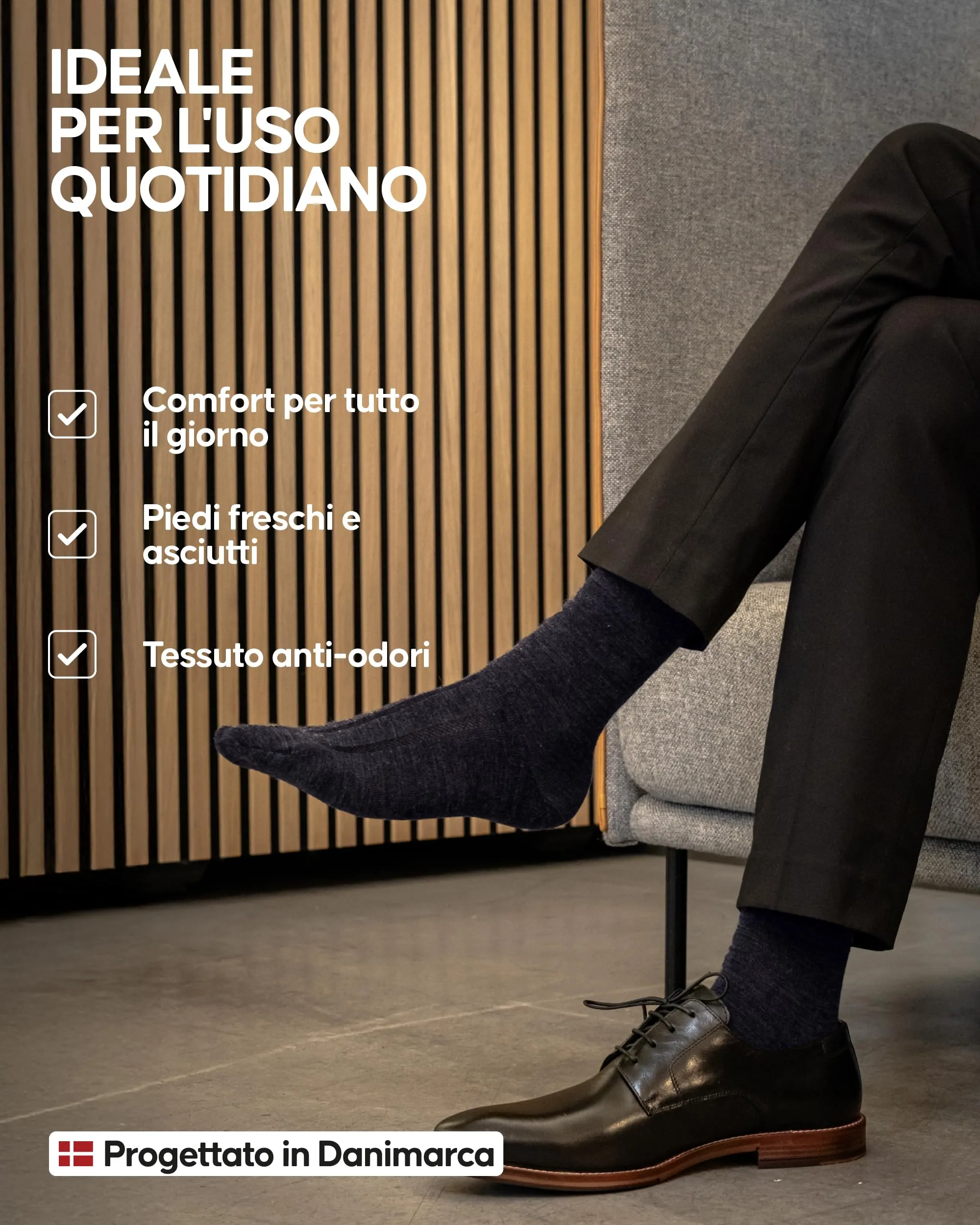 Danish Endurance Calzini in Lana Merino, Blu Notte, 43-47 - immagine 3