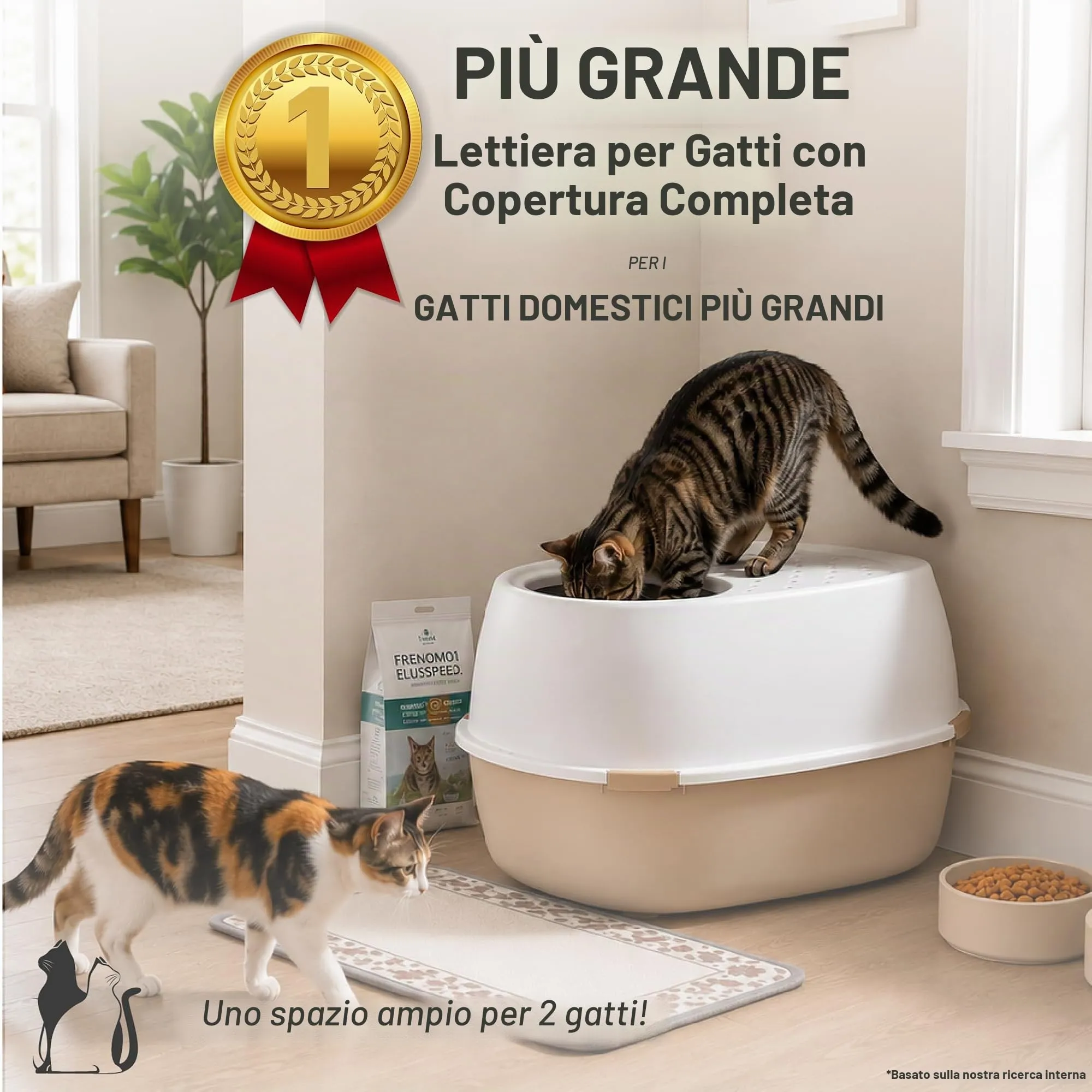 Iris Ohyama Vaschetta per Lettiera per Gatti XL, Beige, Apertura dall'Alto, PUNT-XL - immagine 2