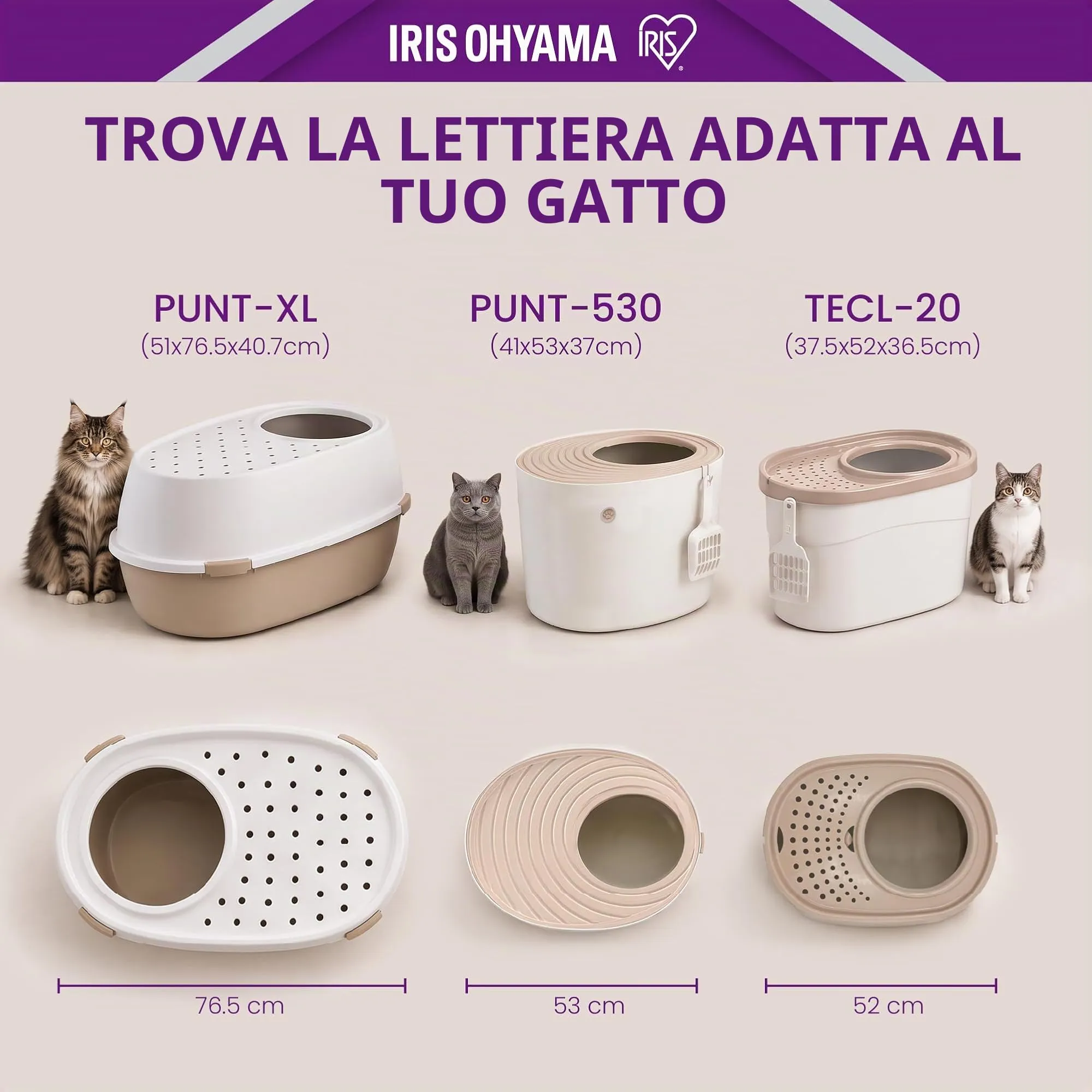 Iris Ohyama Vaschetta per Lettiera per Gatti XL, Beige, Apertura dall'Alto, PUNT-XL - immagine 4