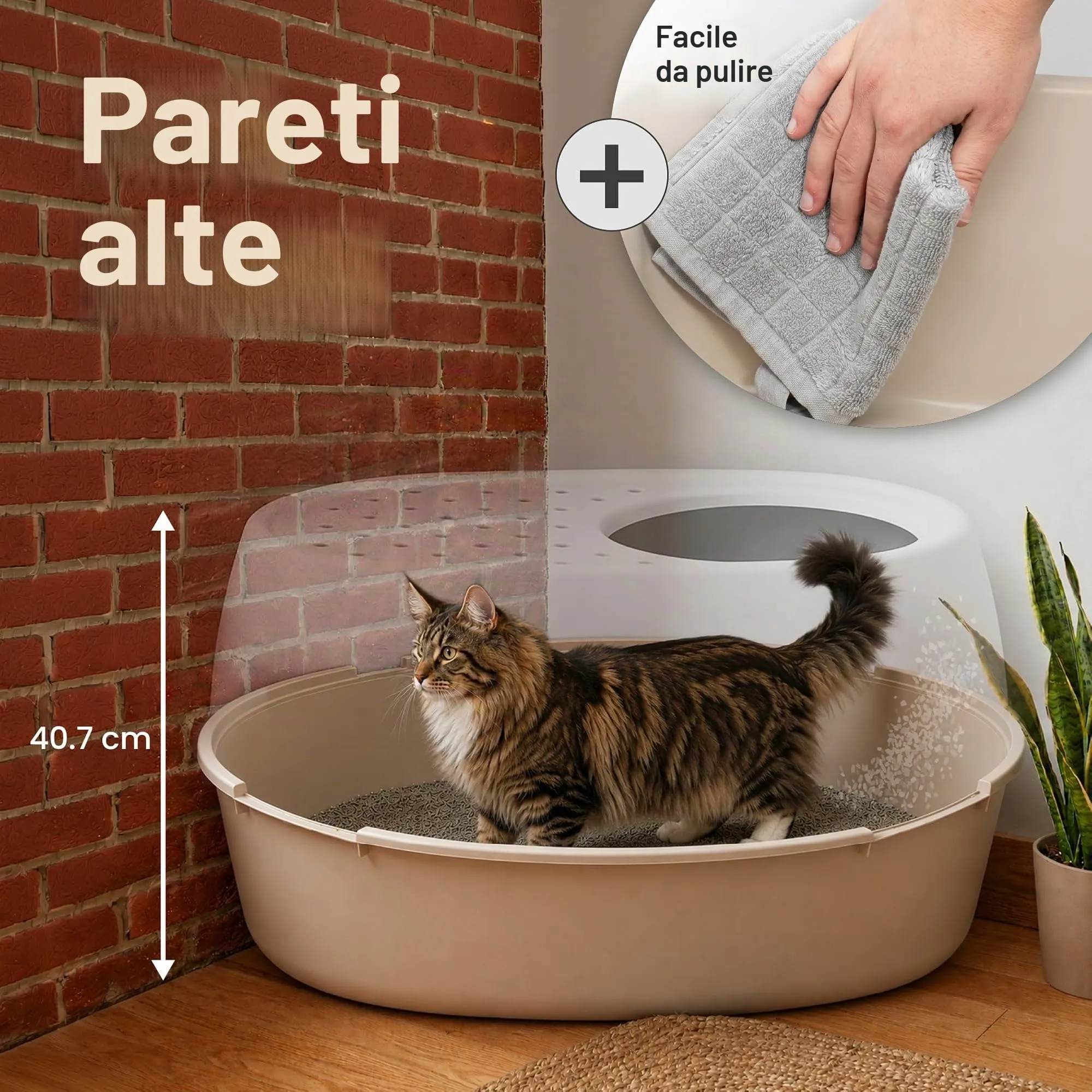 Iris Ohyama Vaschetta per Lettiera per Gatti XL, Beige, Apertura dall'Alto, PUNT-XL - immagine 6