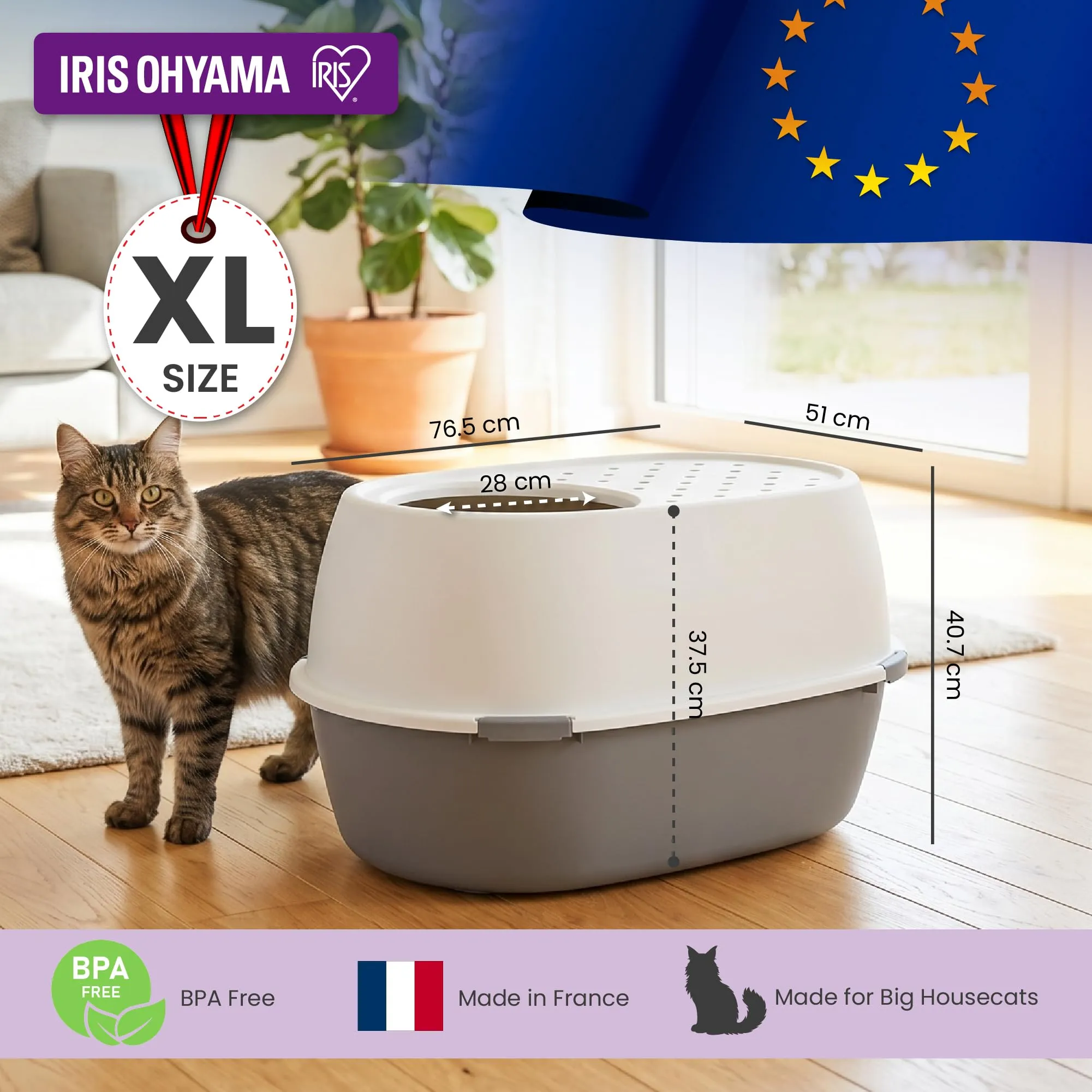 Iris Ohyama Vaschetta per Lettiera per Gatti XL, Bianco, Apertura dall'Alto, PUNT-XL - immagine 2