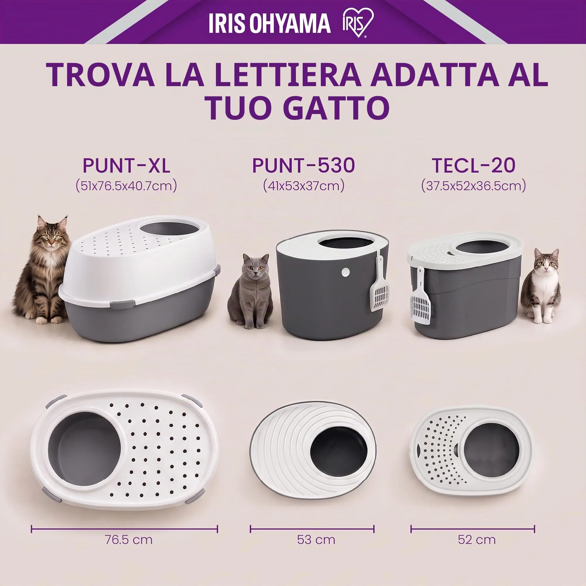 Iris Ohyama Vaschetta per Lettiera per Gatti XL, Bianco, Apertura dall'Alto, PUNT-XL - immagine 4