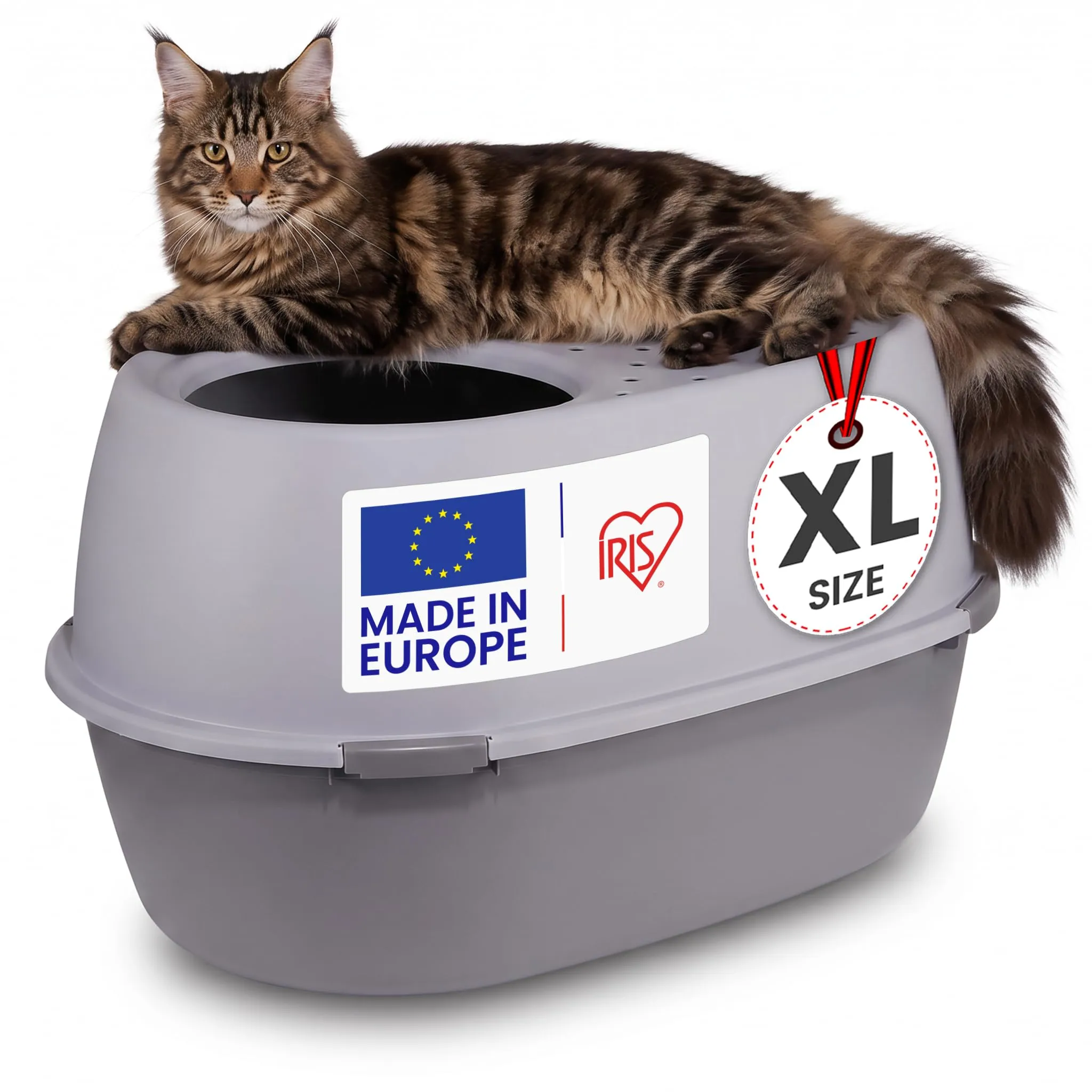 Iris Ohyama Vaschetta per Lettiera per Gatti XL Grigio Apertura dall'Alto PUNT-XL - immagine 1