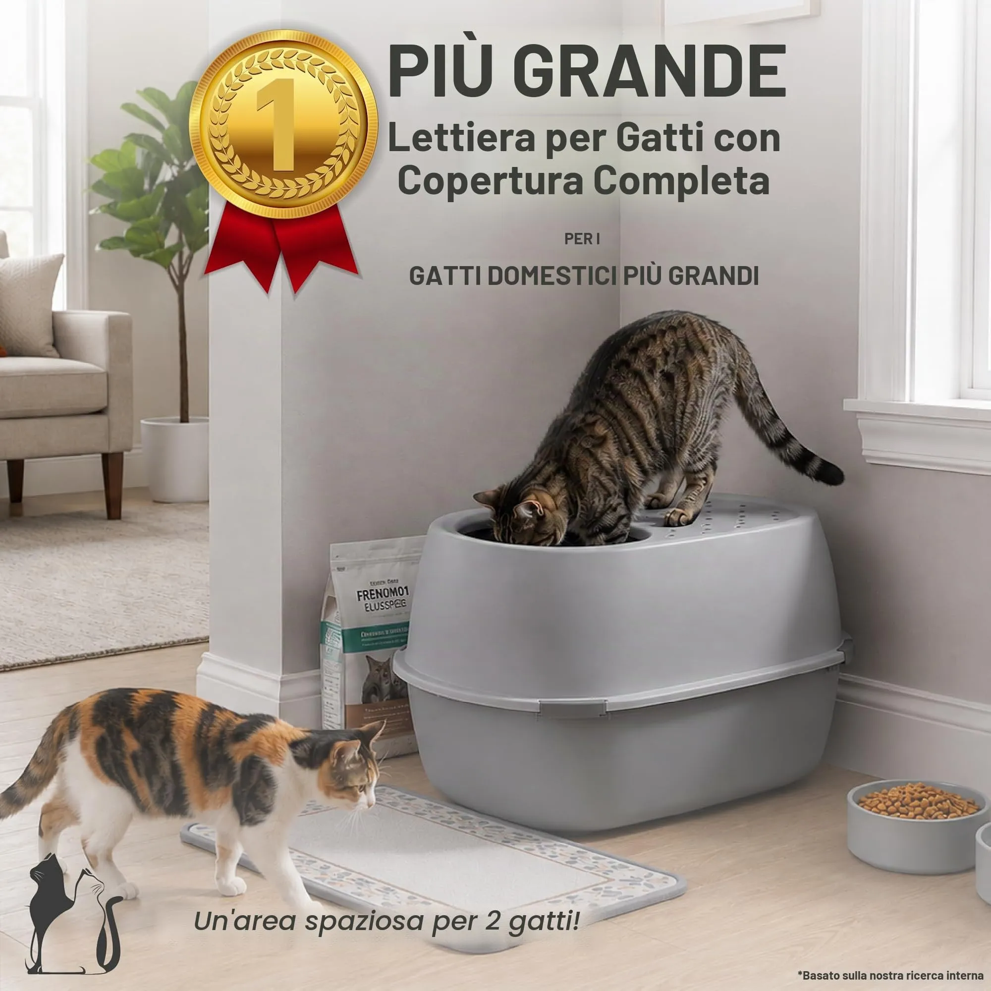 Iris Ohyama Vaschetta per Lettiera per Gatti XL Grigio Apertura dall'Alto PUNT-XL - immagine 2