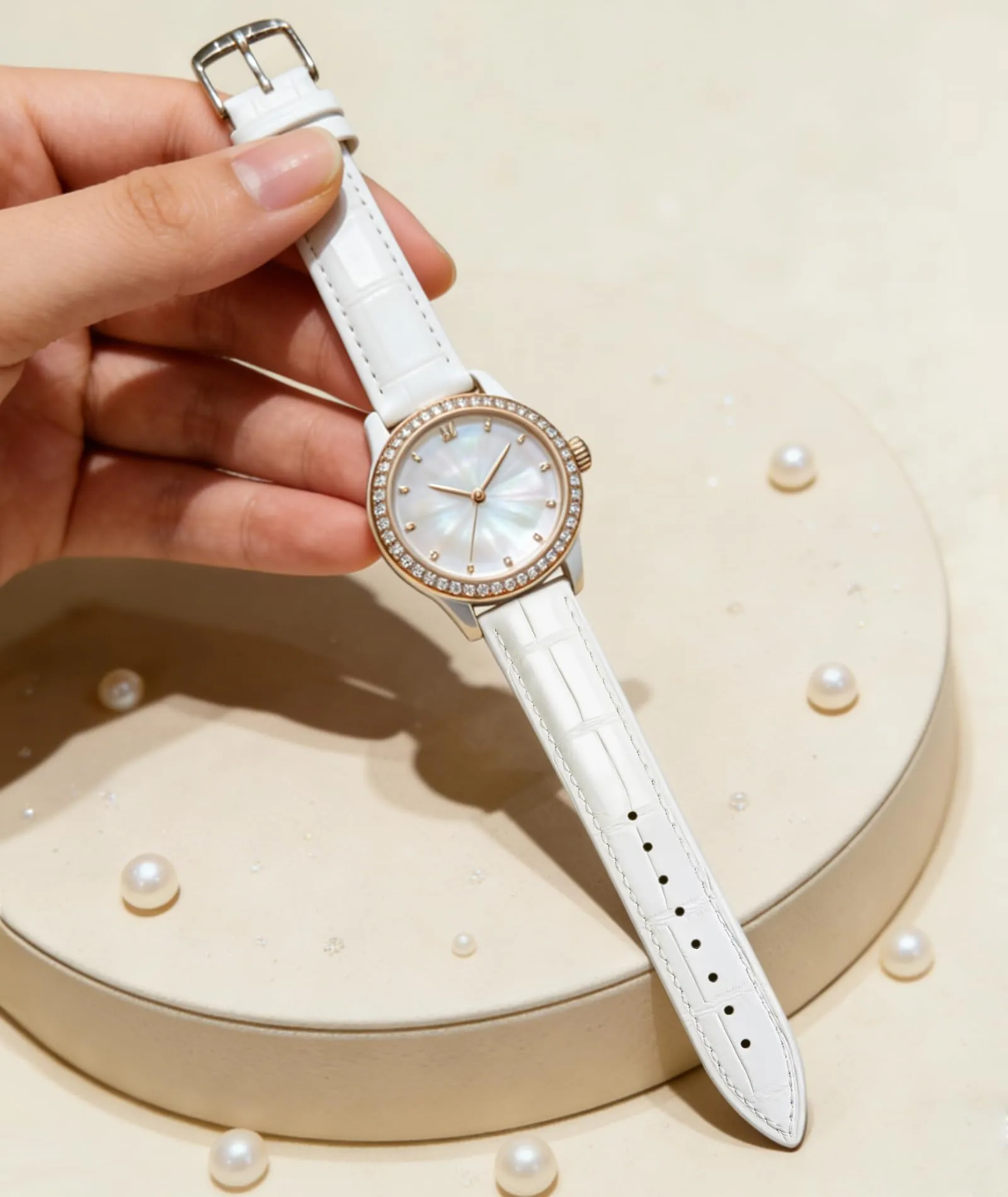 BINLUN Cinturino per Orologio in Pelle Sgancio Rapido 18mm Bianco - immagine 4