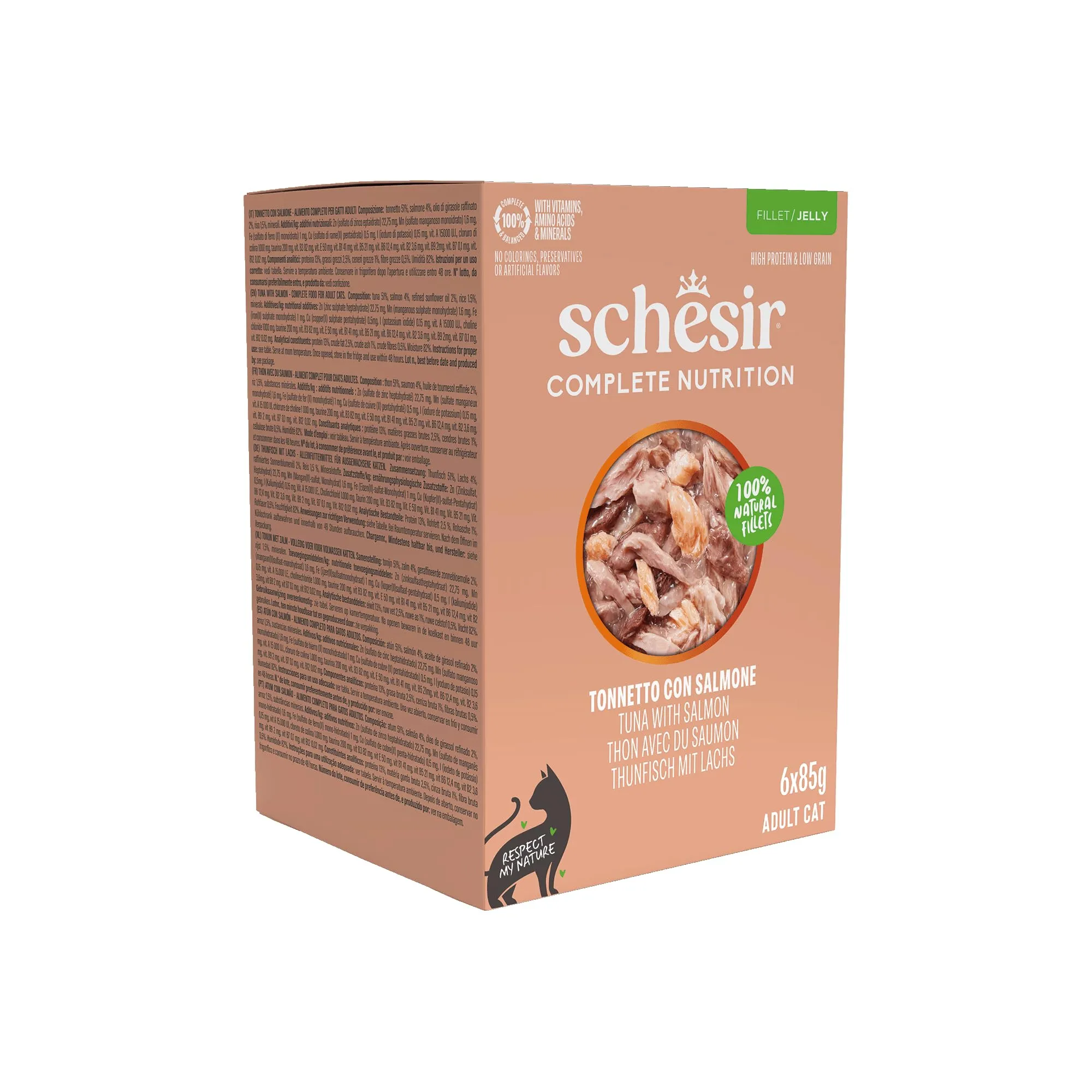 Schesir Tonnetto con Salmone in Gelatina, Alimento Umido Completo per Gatti, 6 x 85g - immagine 3