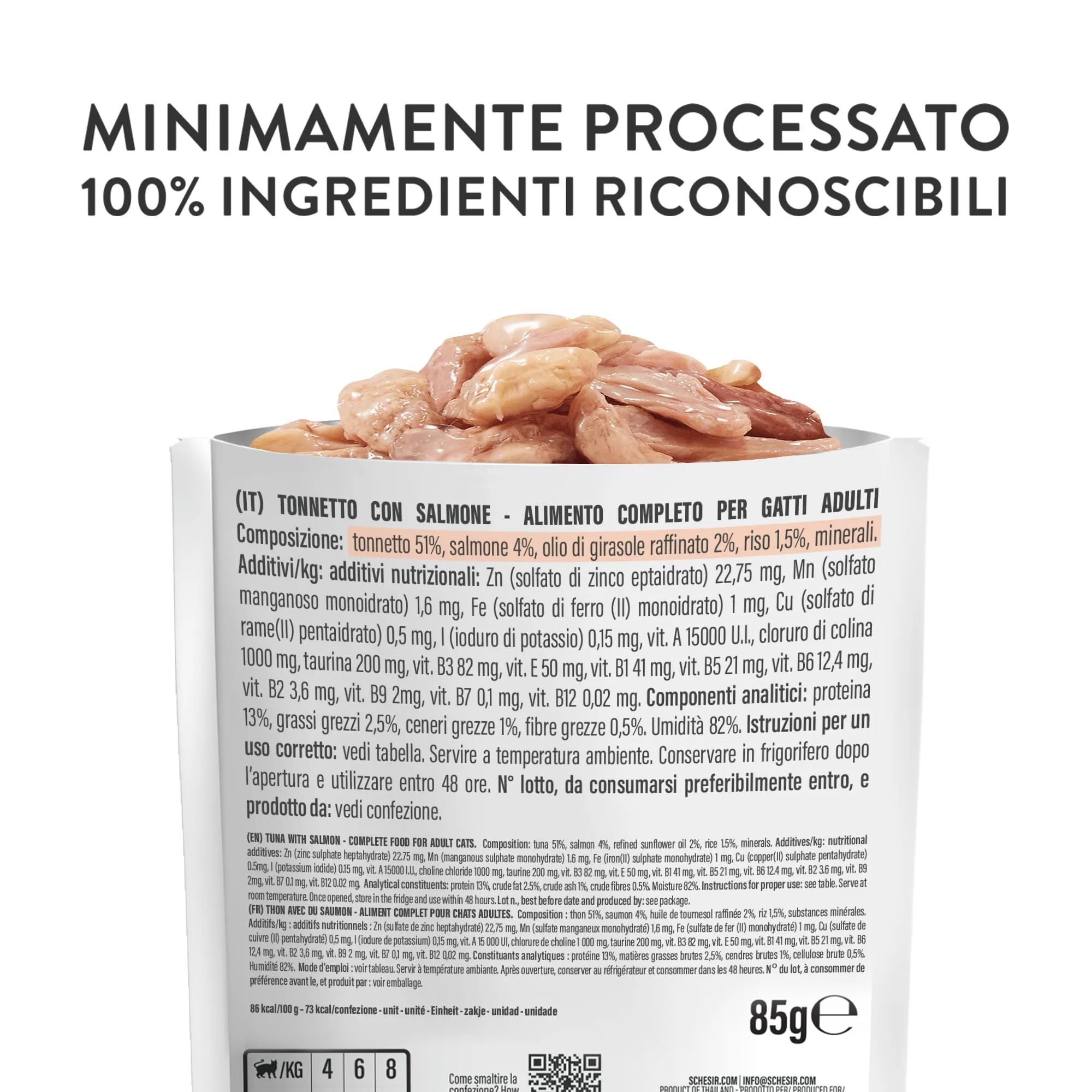 Schesir Tonnetto con Salmone in Gelatina, Alimento Umido Completo per Gatti, 6 x 85g - immagine 5