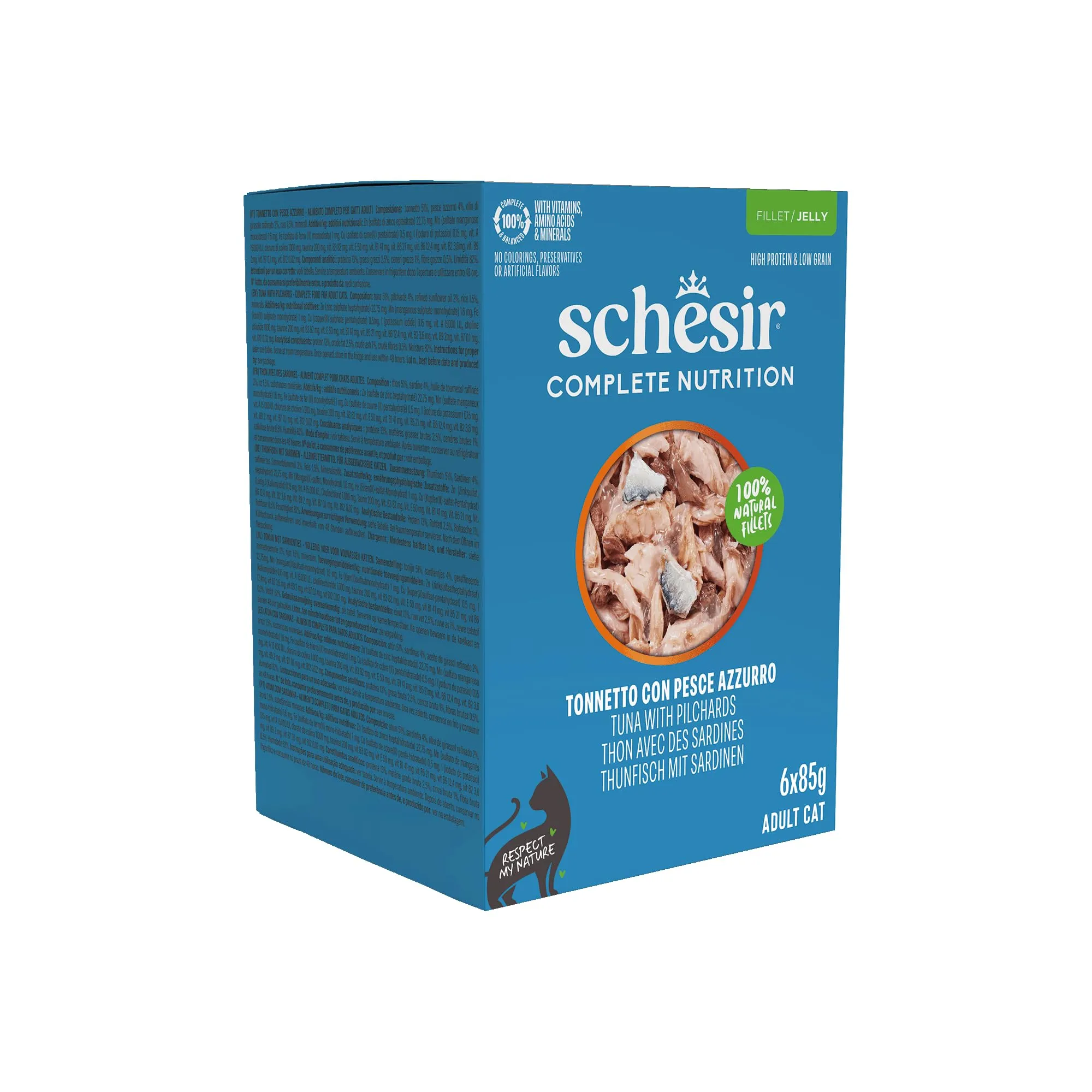 Schesir Tonnetto con Pesce Azzurro in Gelatina, Alimento Umido Completo per Gatti, 6 x 85g - immagine 3