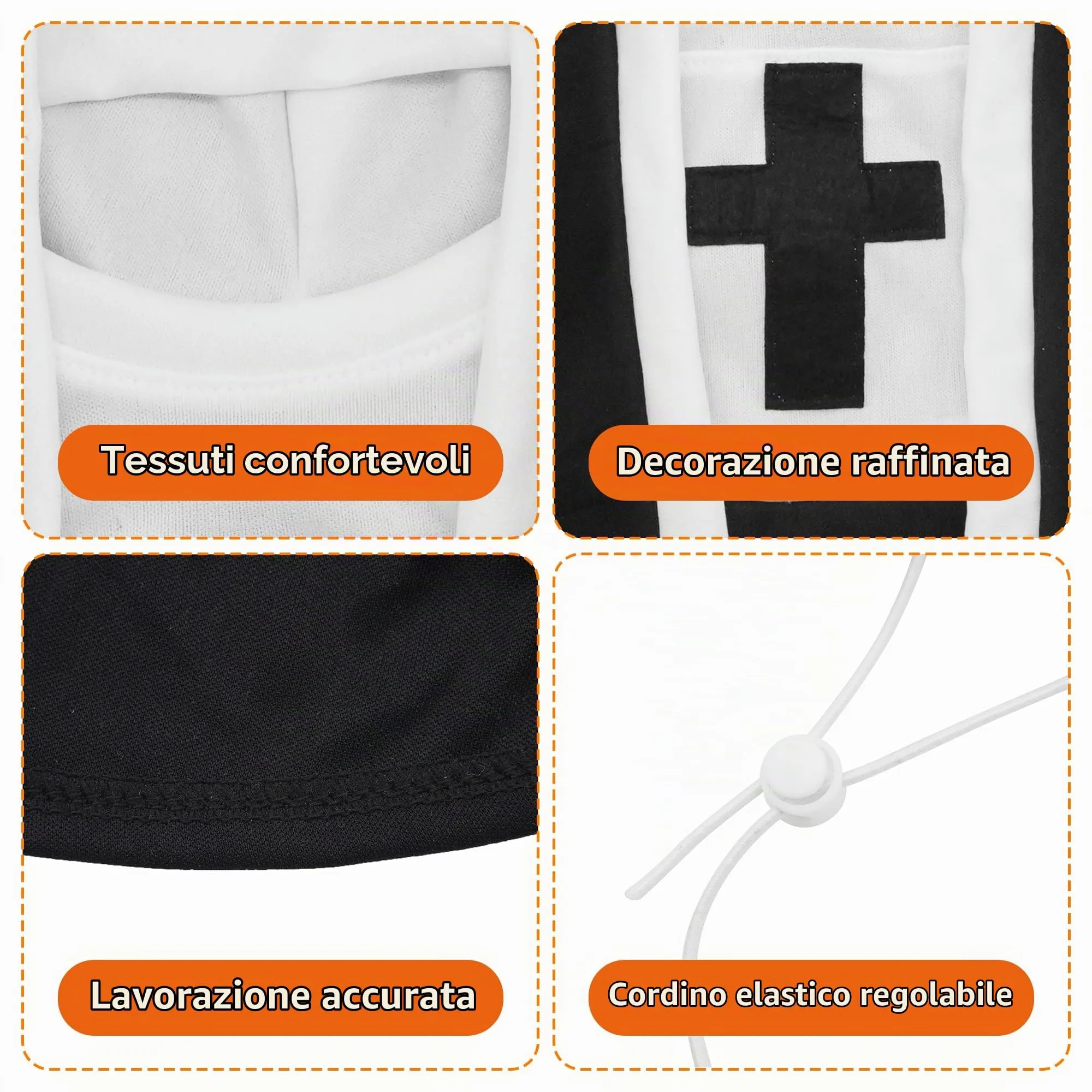 JpGdn Costume da Suora per Cani e Gatti, Bianco e Nero, L/XL - immagine 3