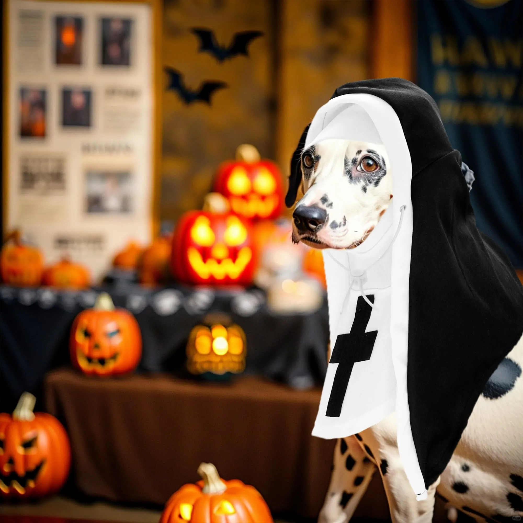 JpGdn Costume da Suora per Cani e Gatti, Bianco e Nero, L/XL - immagine 6