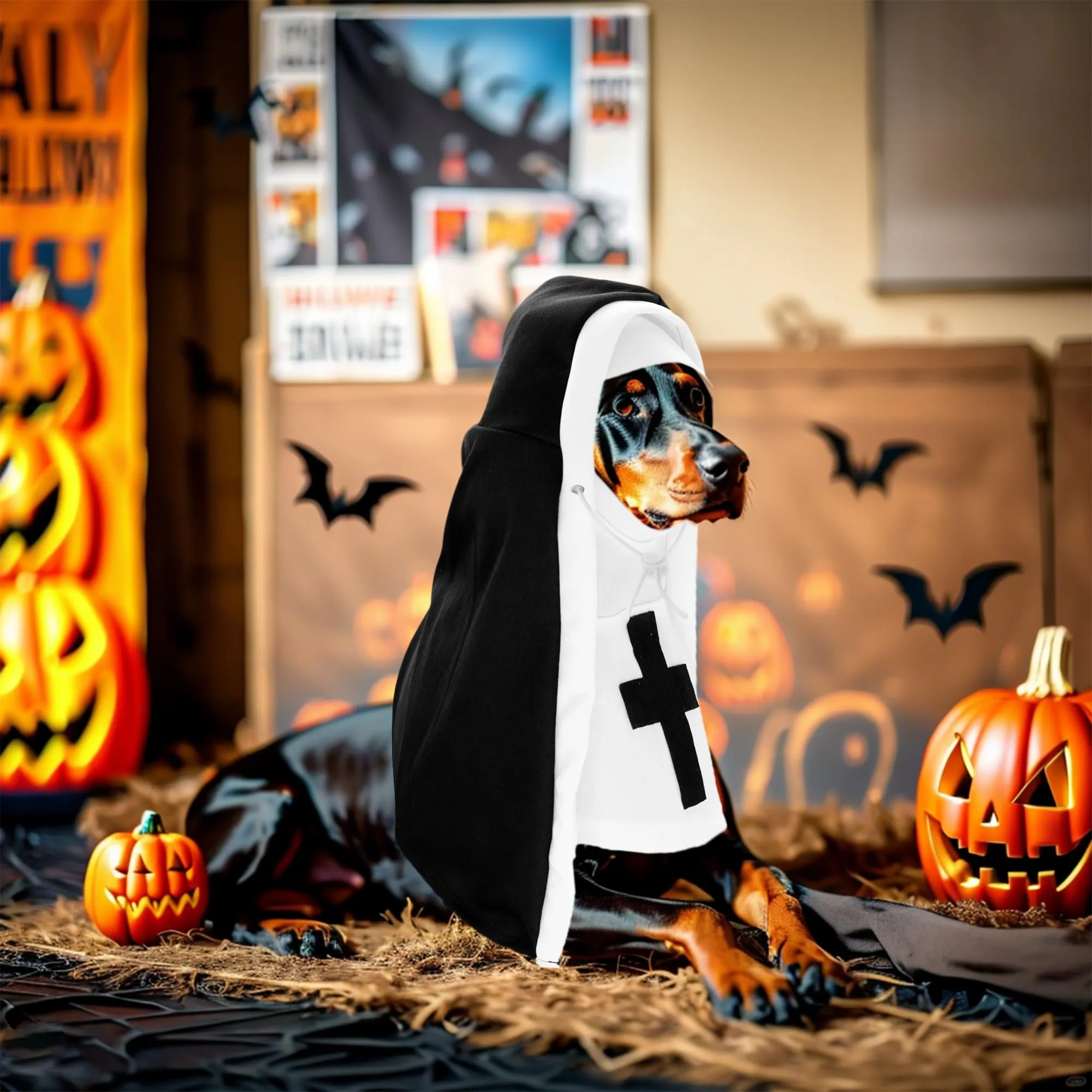JpGdn Costume da Suora per Cani e Gatti, Bianco e Nero, L/XL - immagine 7