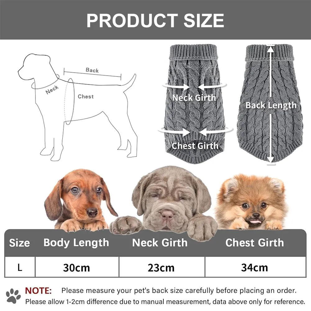 Myluatye Maglioncino a Maglia con Collo Alto per Cani e Gatti, Grigio, Taglia L - immagine 2