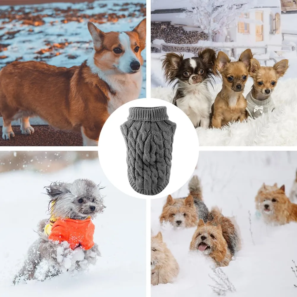 Myluatye Maglioncino a Maglia con Collo Alto per Cani e Gatti, Grigio, Taglia L - immagine 7