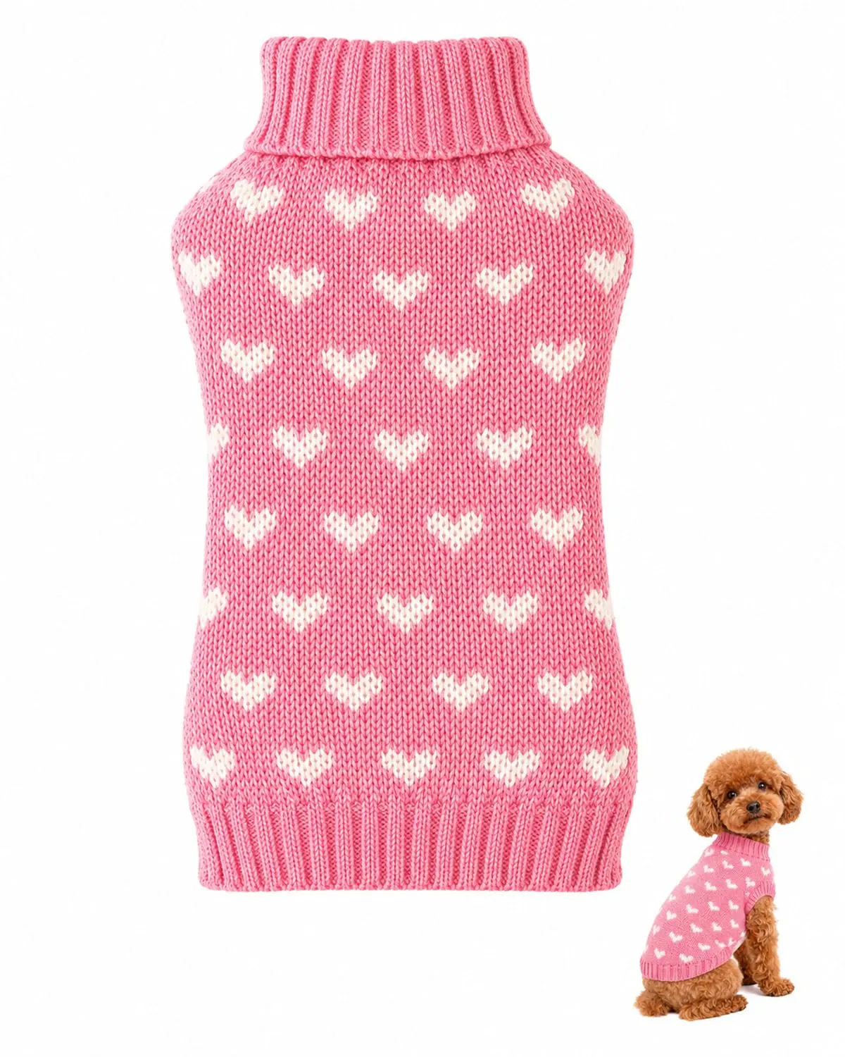 FIRZOM Maglioncino Cane Taglia Piccola Rosa Design a Cuore - immagine 1