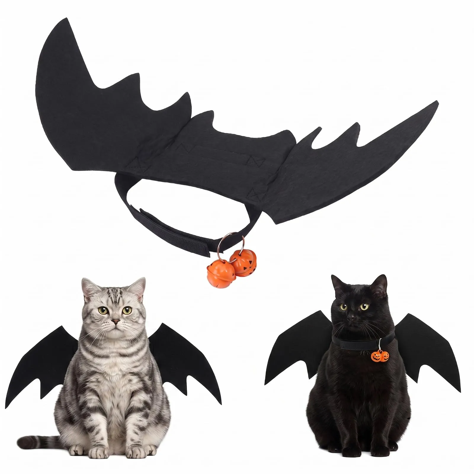 DYIOTF Ali di Pipistrello per Cani e Gatti, Taglia XL, Costume Halloween Regolabile con Campanellino, 75x35.5cm - immagine 1