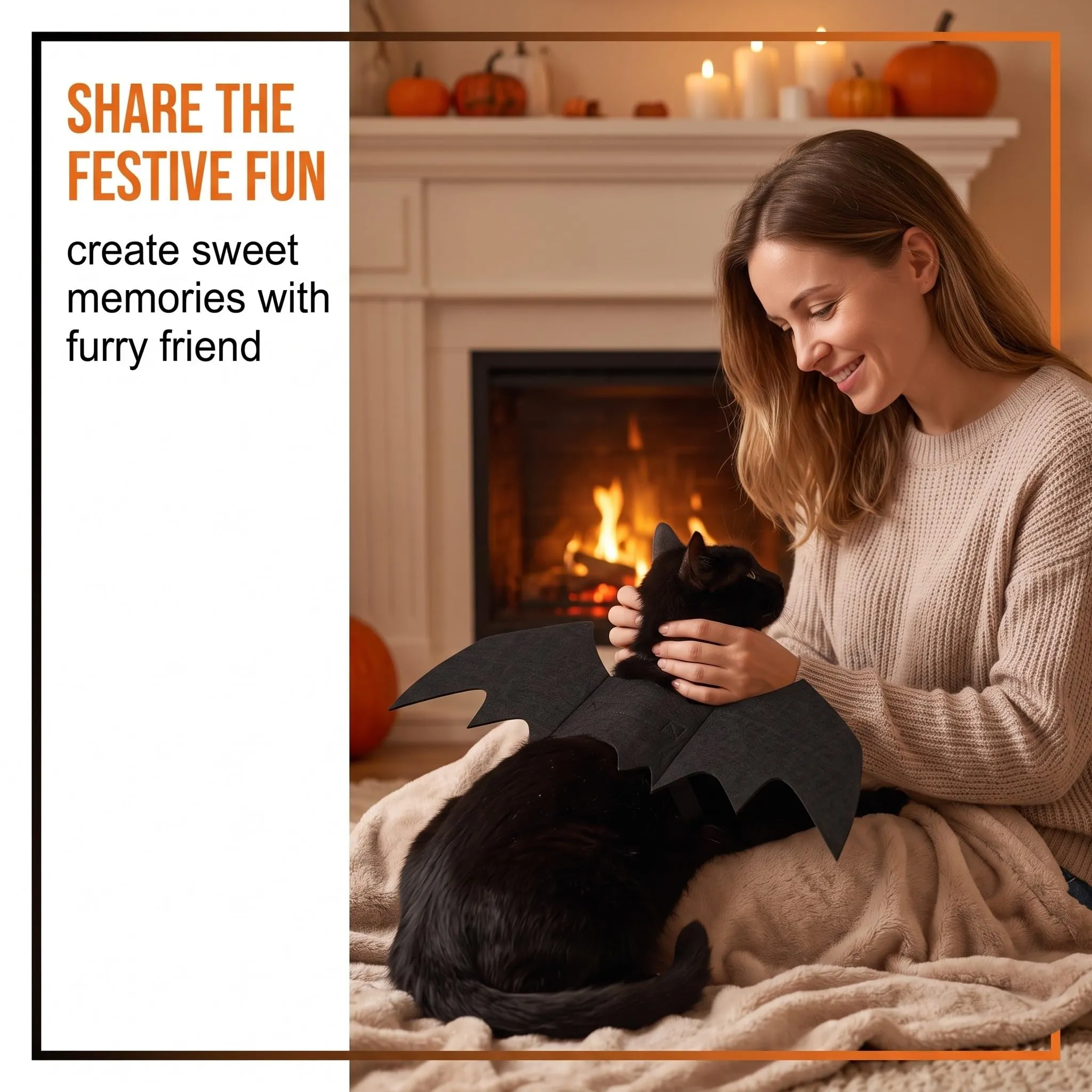 DYIOTF Ali di Pipistrello per Cani e Gatti, Taglia XL, Costume Halloween Regolabile con Campanellino, 75x35.5cm - immagine 6