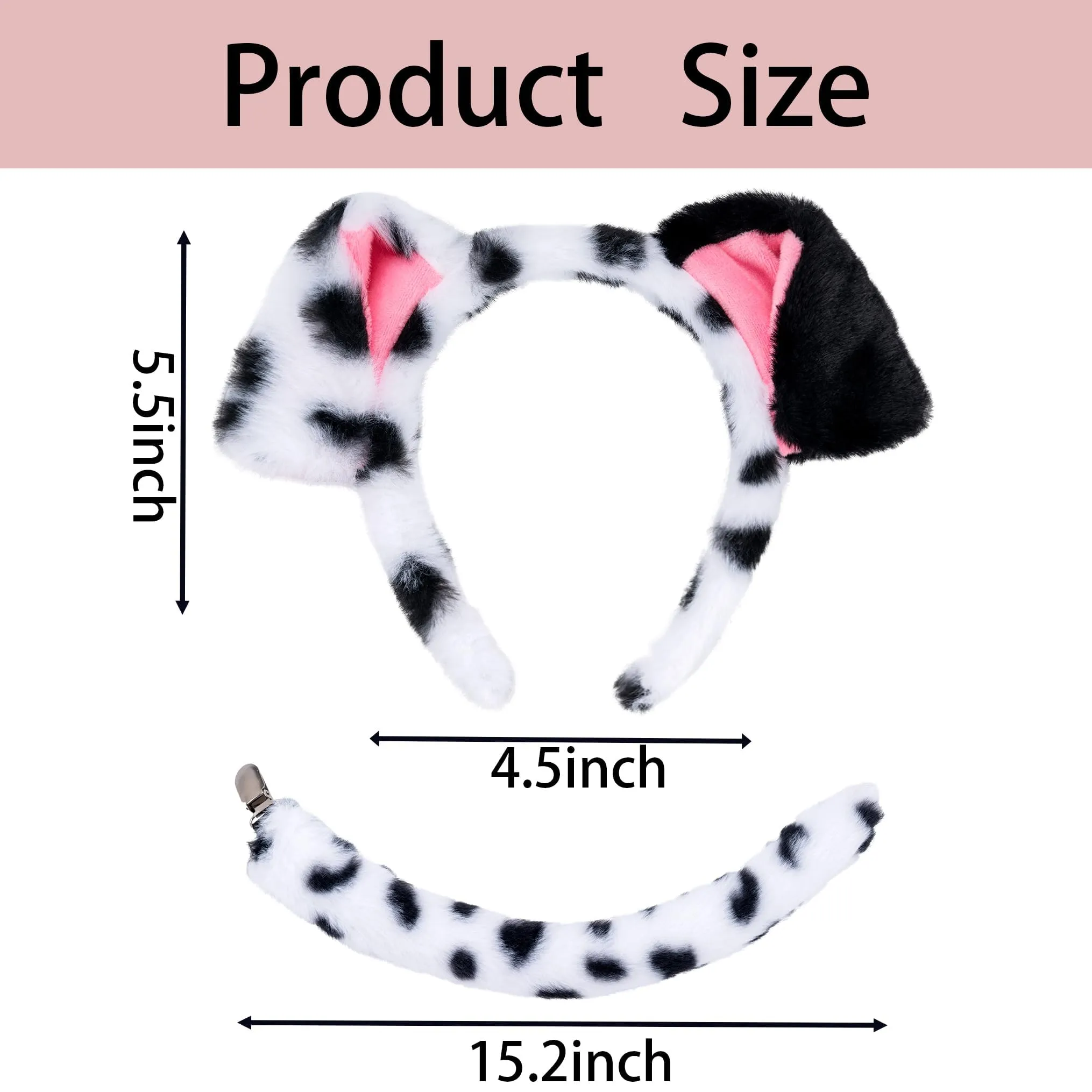 YUNHENTONG Set Accessori Costume da Dalmata per Adulti, 3 Pezzi - immagine 2