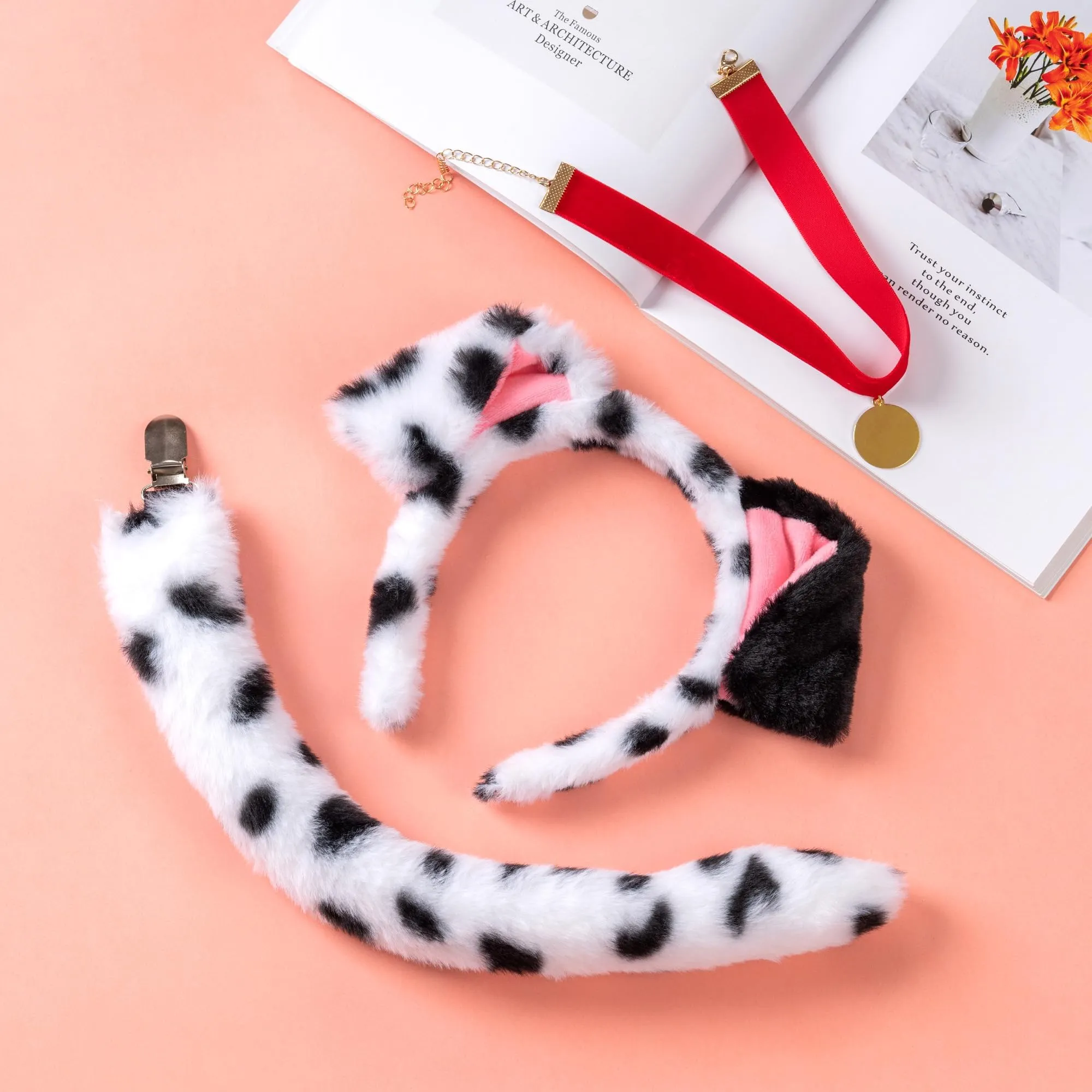 YUNHENTONG Set Accessori Costume da Dalmata per Adulti, 3 Pezzi - immagine 3