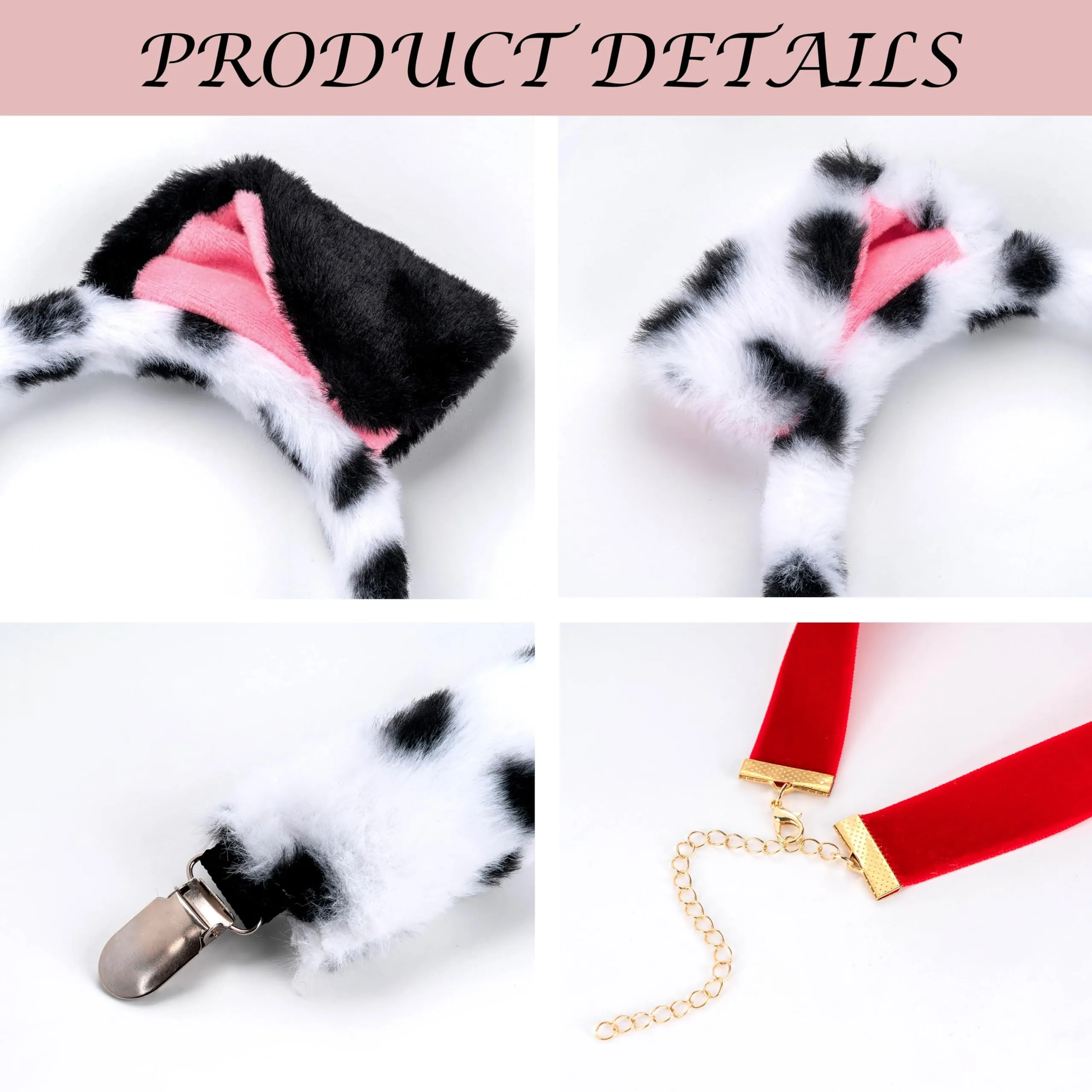 YUNHENTONG Set Accessori Costume da Dalmata per Adulti, 3 Pezzi - immagine 4