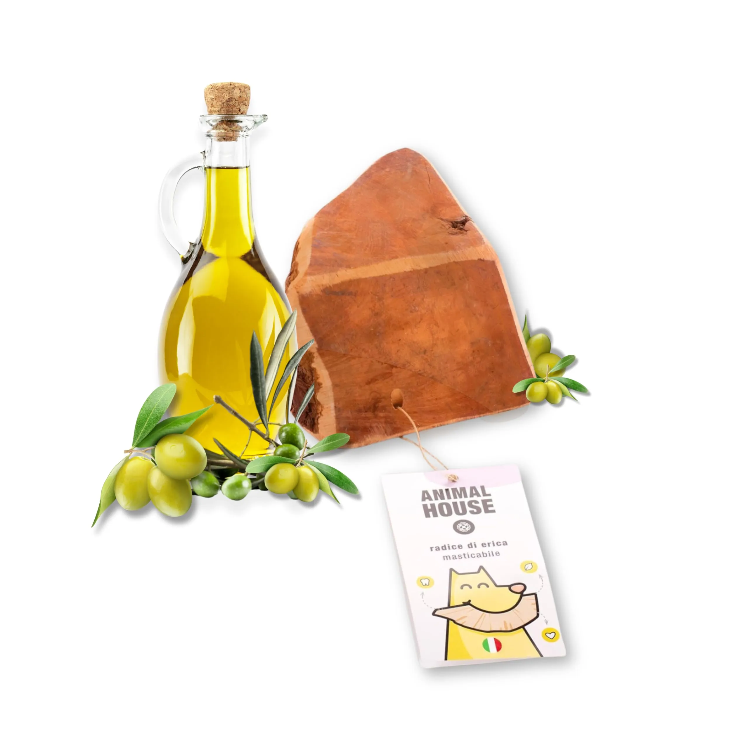 Animal House Radice di Erica per Cani imbevuta in Olio d'Oliva, M (Masticativo Naturale) - immagine 1