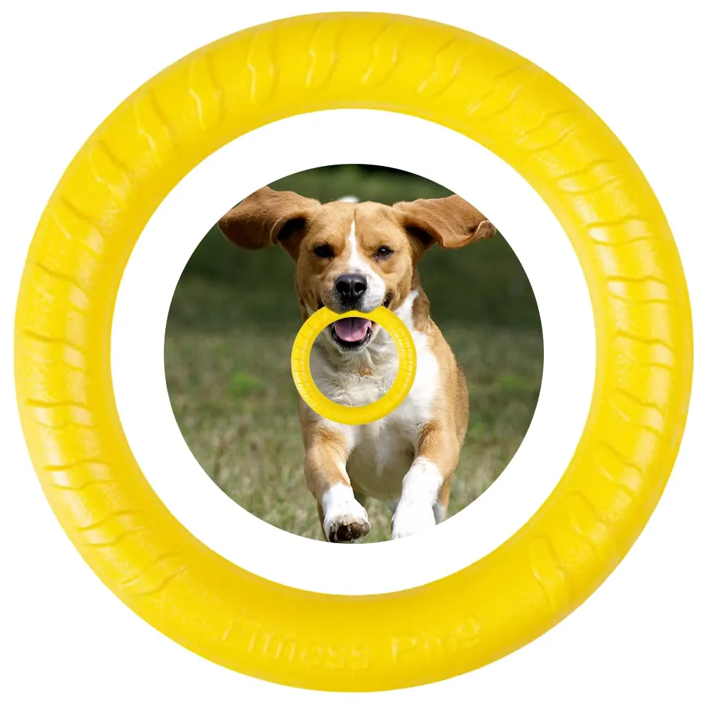 QEEROYO Anello per Morso e Giochi Galleggianti per Cani, Frisbee Interattivo, Giallo - immagine 4
