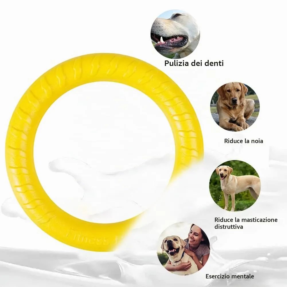 QEEROYO Anello per Morso e Giochi Galleggianti per Cani, Frisbee Interattivo, Giallo - immagine 5
