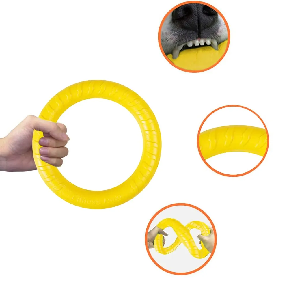 QEEROYO Anello per Morso e Giochi Galleggianti per Cani, Frisbee Interattivo, Giallo - immagine 6