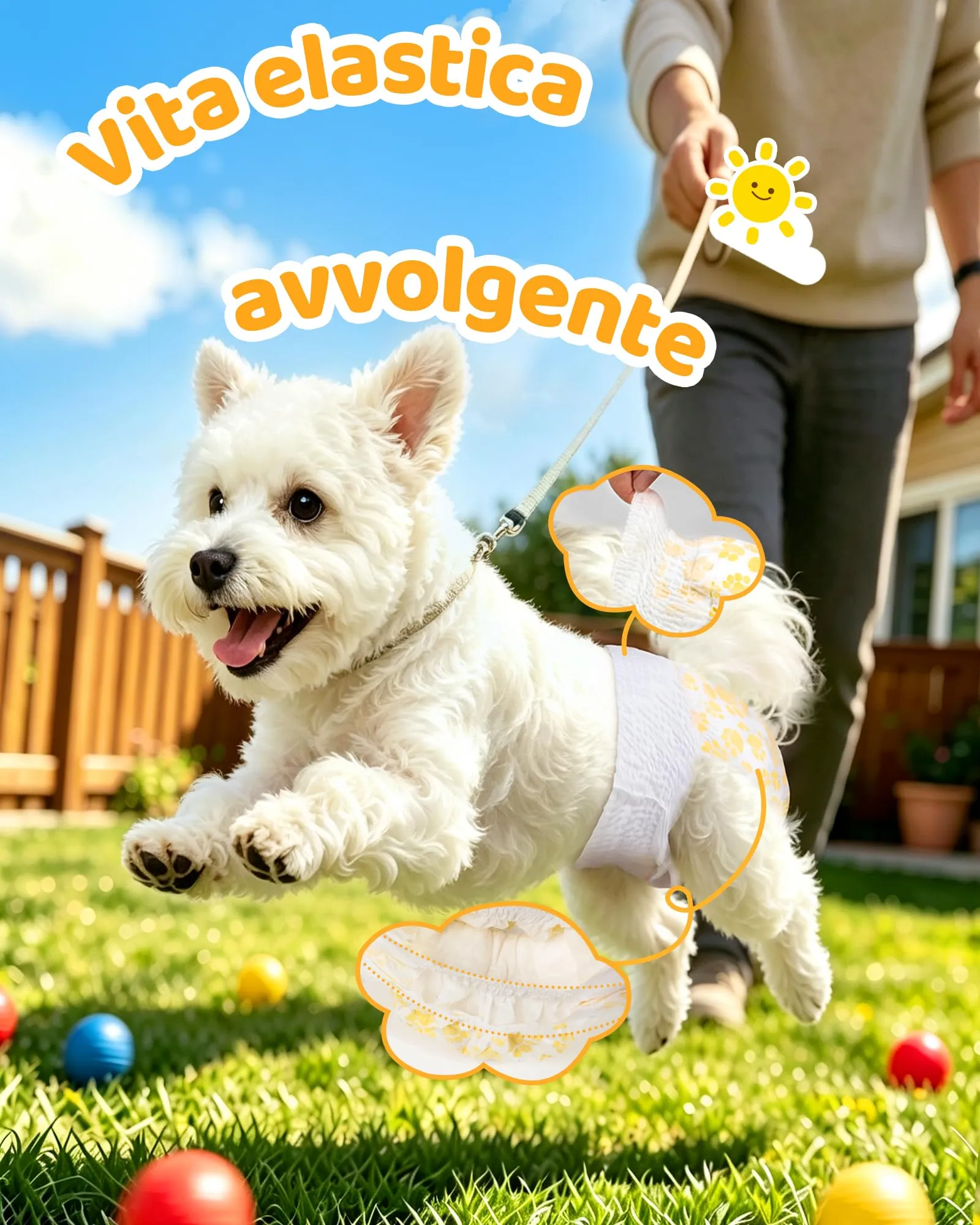 Flying Paws Pannolini per Cane Usa e Getta Femmina con Elastico in Vita, L-30 - immagine 2