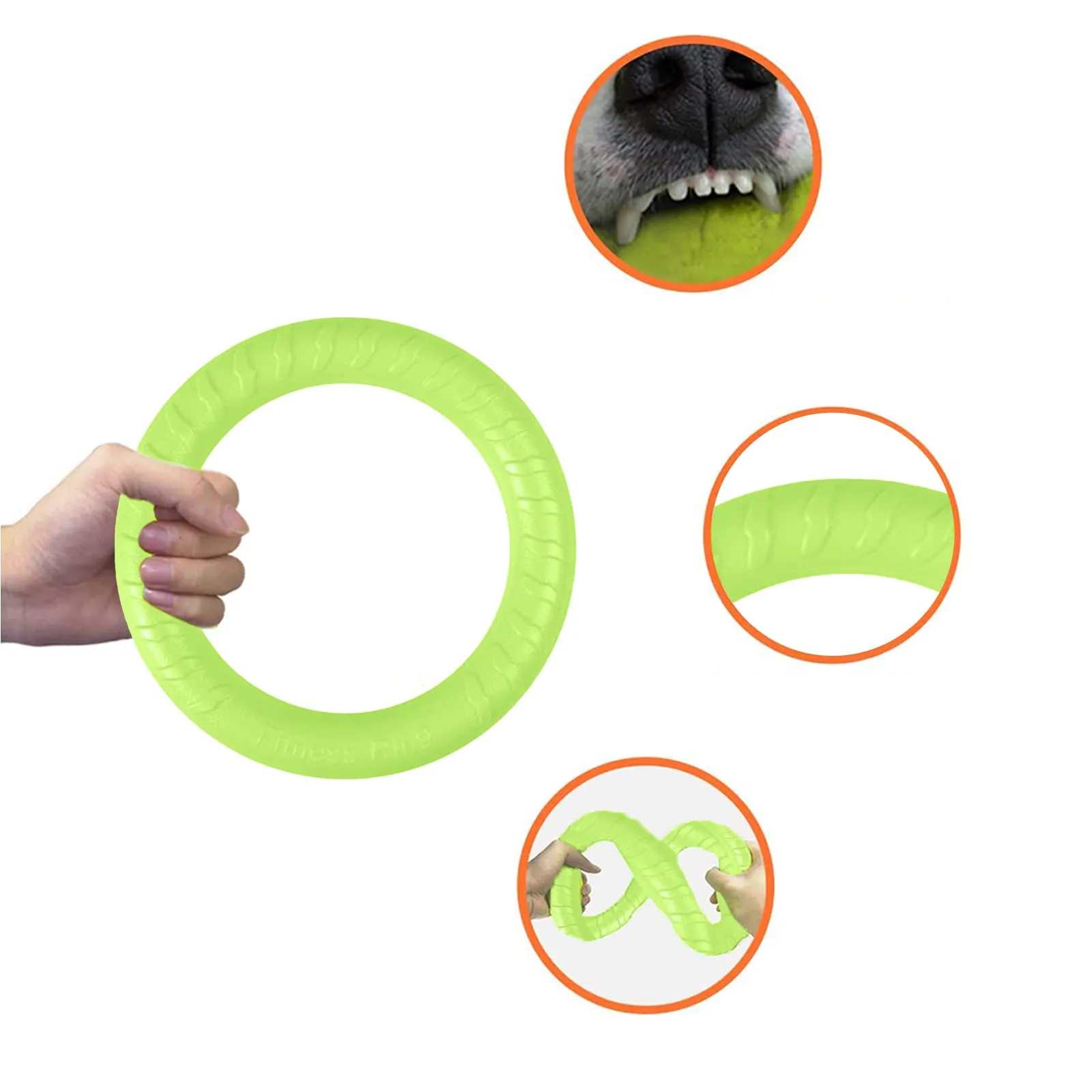 QEEROYO Anello per Morso e Frisbee Galleggiante per Cani, Verde - immagine 6