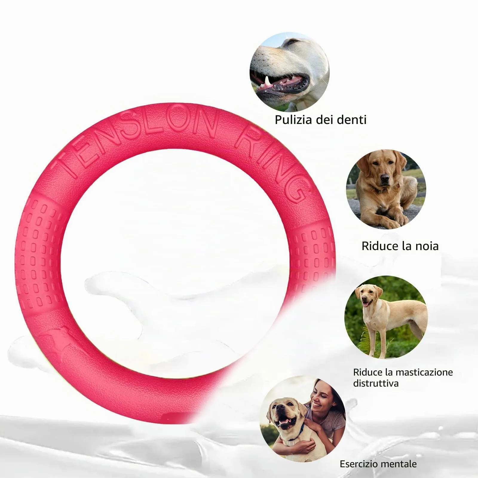 QEEROYO Anello per Morso e Frisbee Interattivo per Cani, 17.5 cm - immagine 5