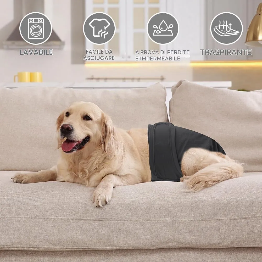 Aomig Pannolini Lavabili per Cani Femmina, Riutilizzabili e Assorbenti, Nero (M) - immagine 5