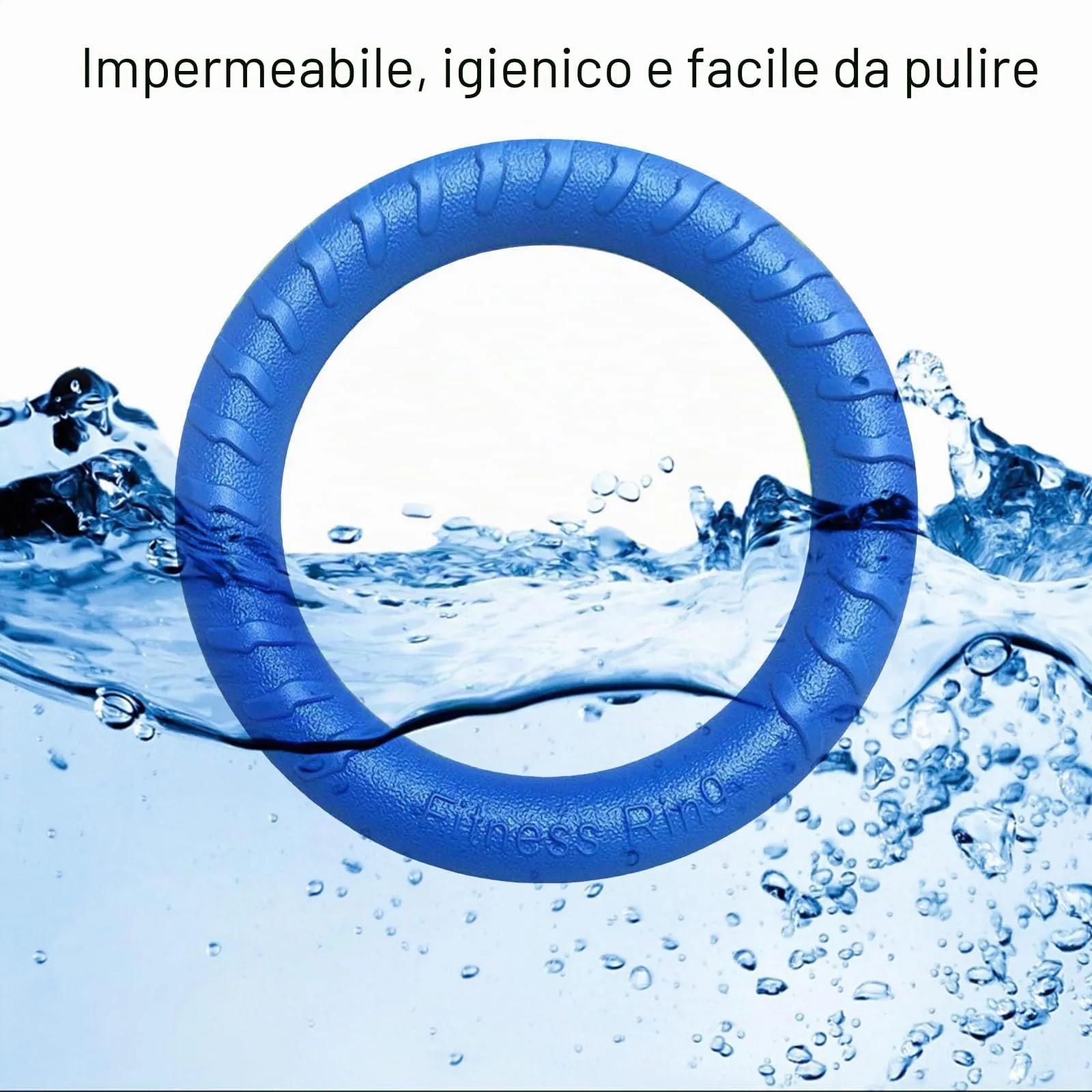 QEEROYO Anello per Morso e Frisbee Interattivo per Cani, 19.5 cm, Blu - immagine 3