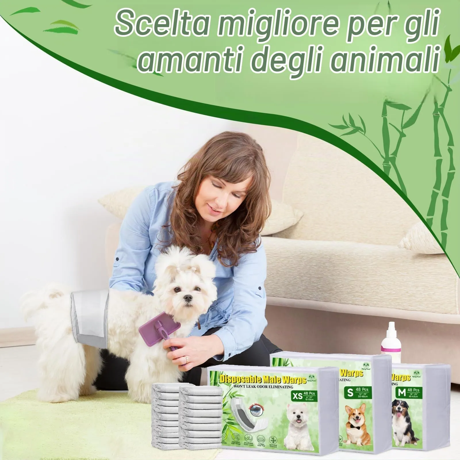 Flying Paws Pannolini per cani maschi, XS, 24 pezzi, con carbone attivo - immagine 10