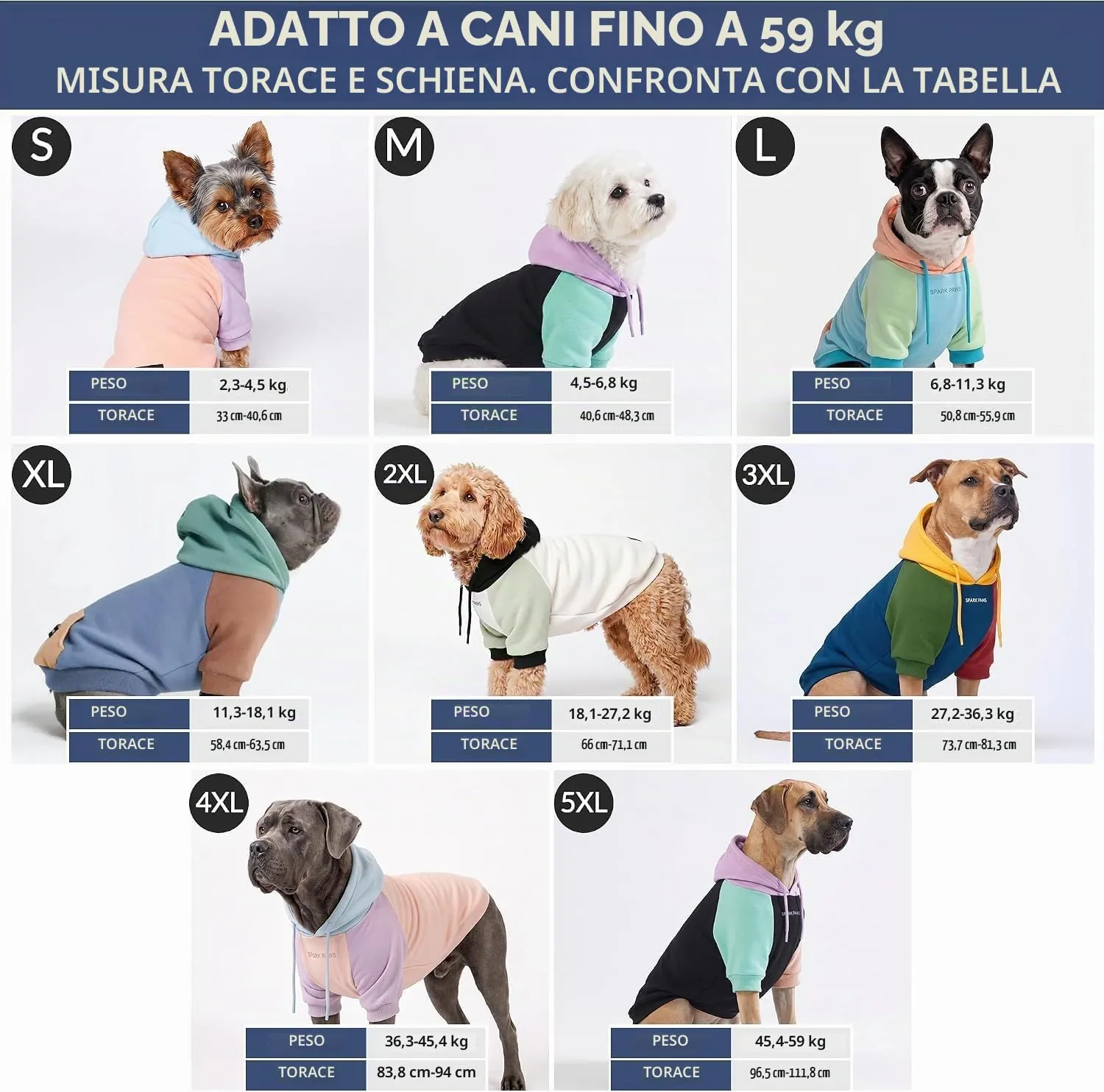 Spark Paws Felpa con cappuccio per cani, Quadri verdi/cono di neve, Taglia M - immagine 2