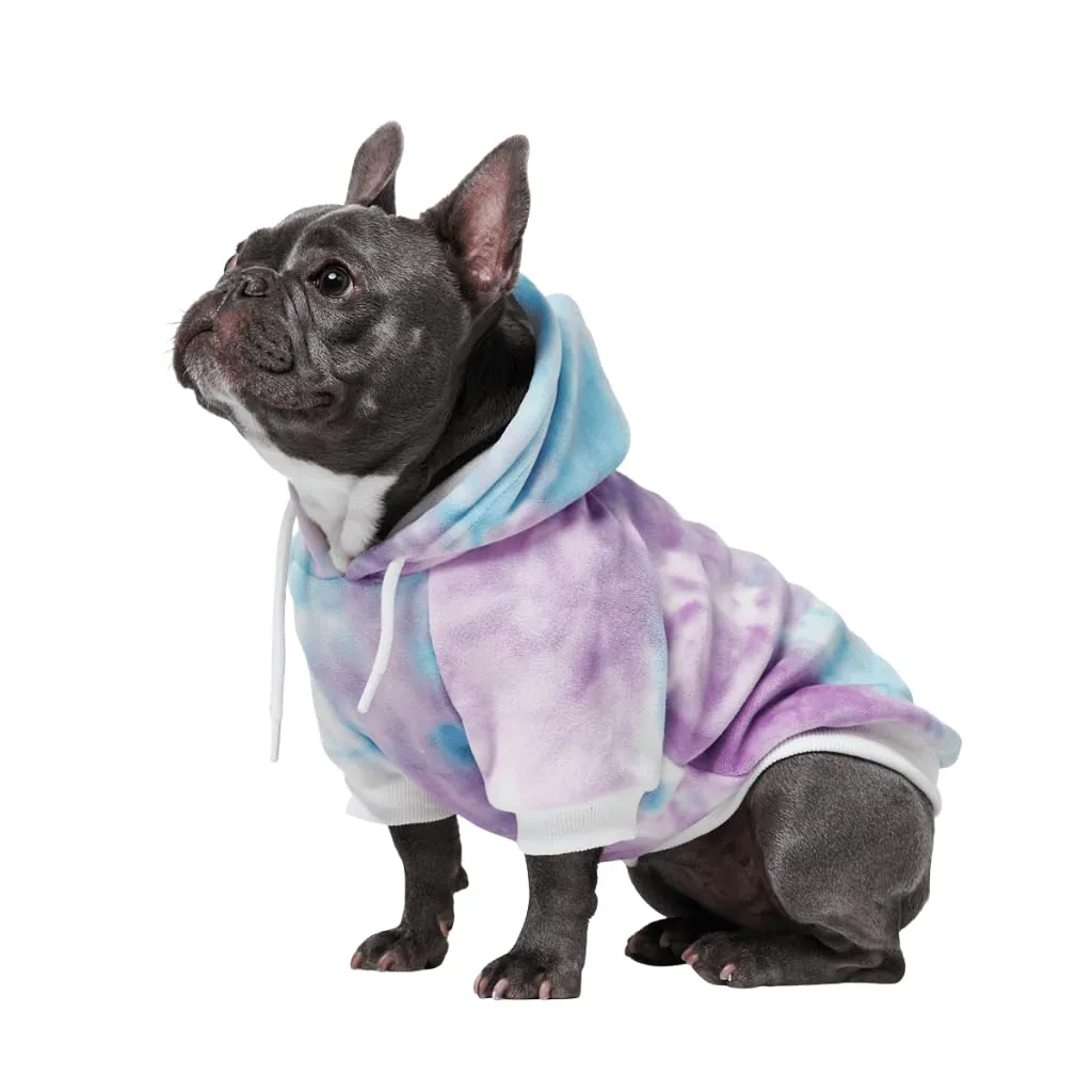 Spark Paws Felpa con cappuccio per cane, Quadri scozzesi, XL: 25-40lbs, Tintura Sky Retro anni '90 - immagine 1