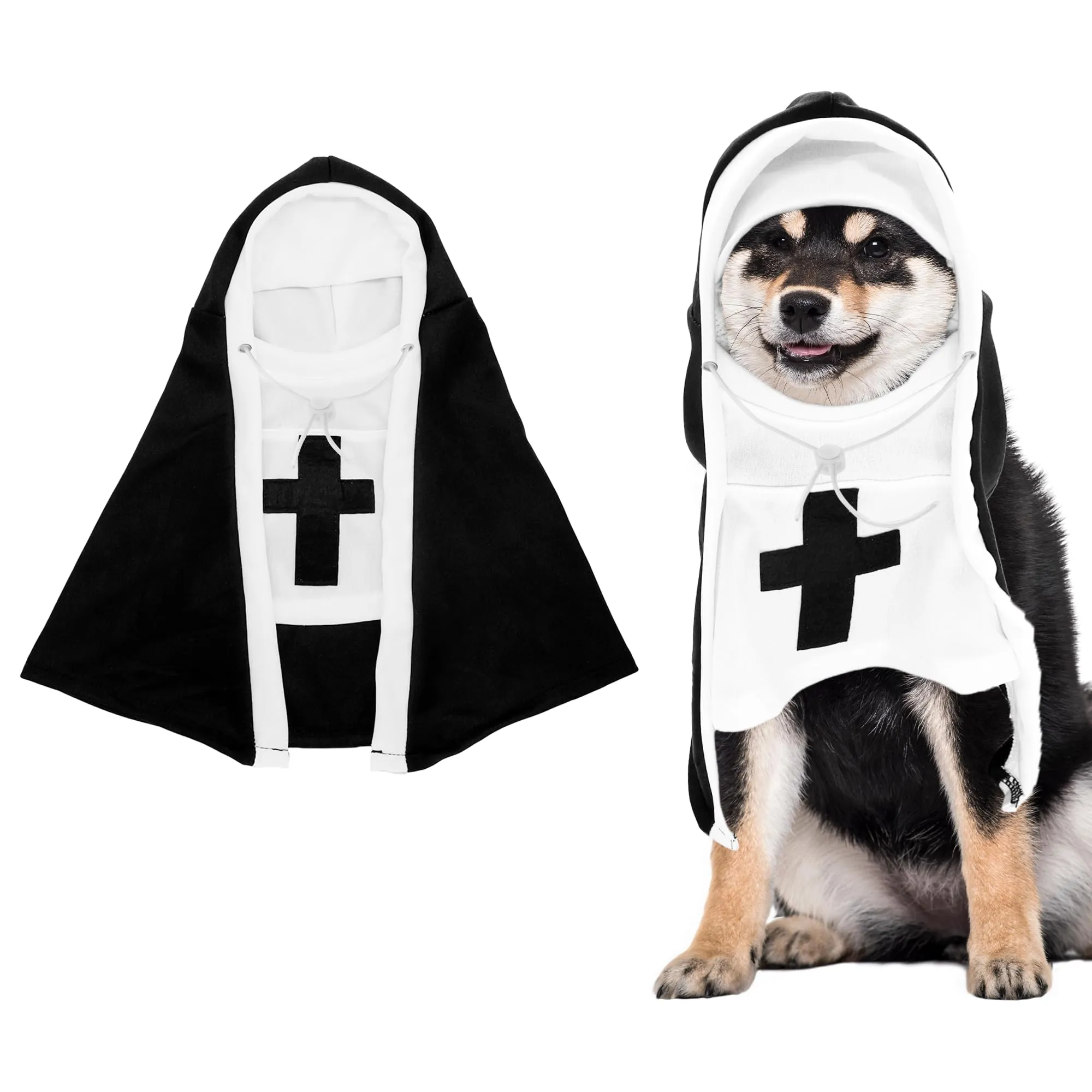 JpGdn Costume da suora per cani di taglia piccola e media, nero e bianco - immagine 1