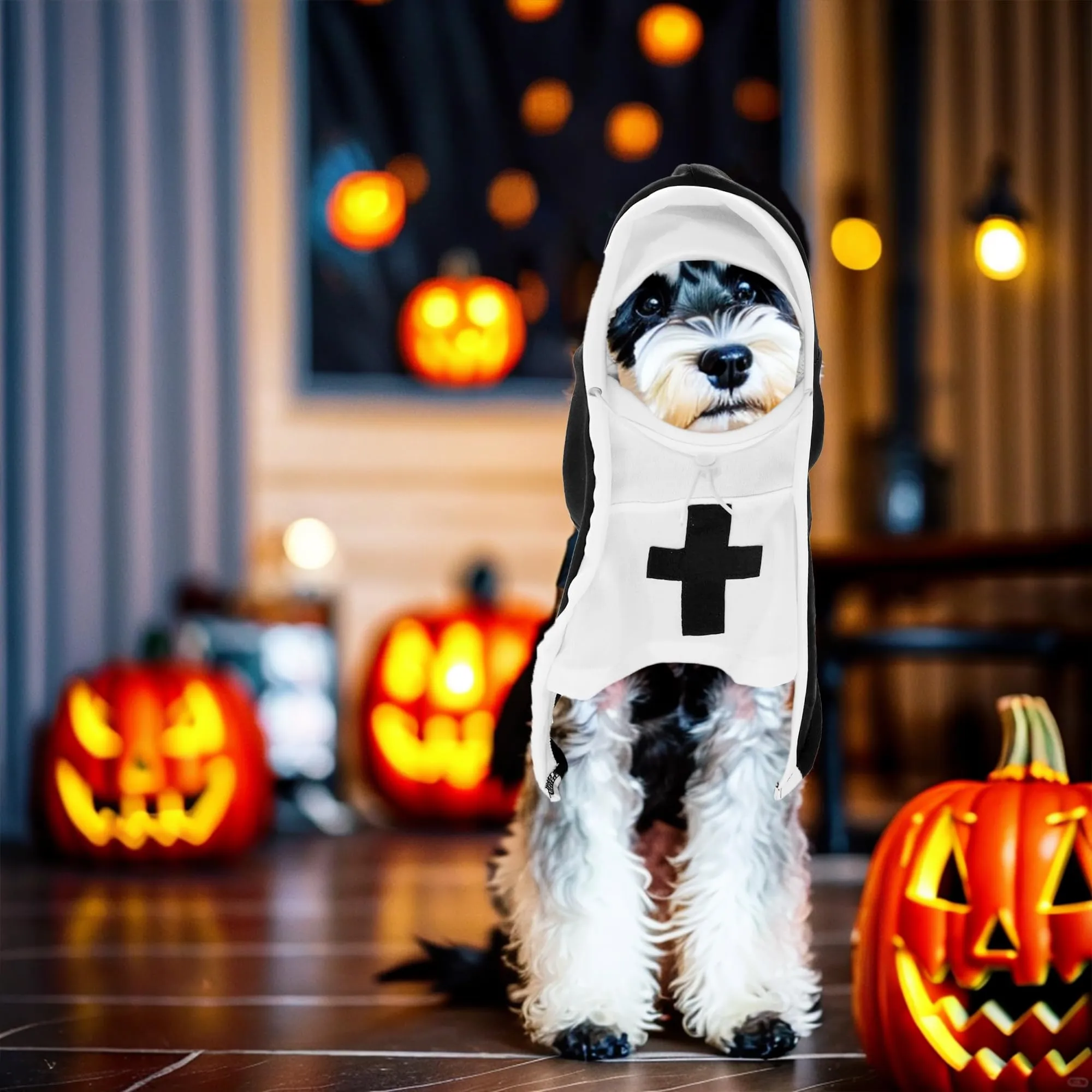 JpGdn Costume da suora per cani di taglia piccola e media, nero e bianco - immagine 5