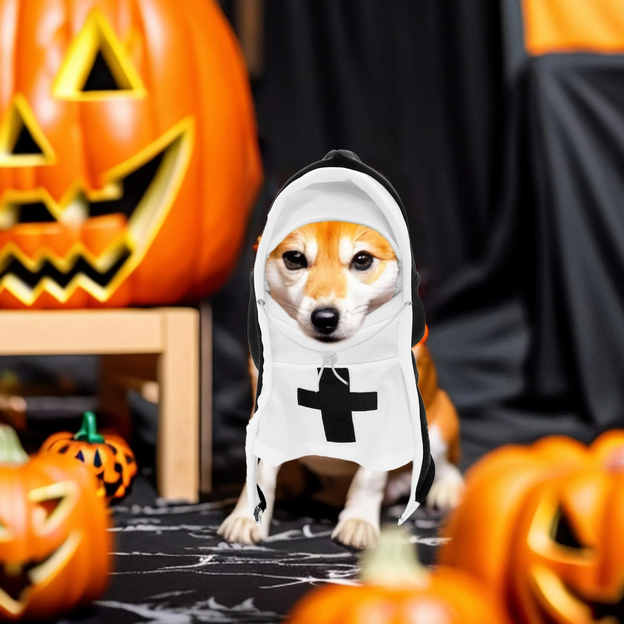 JpGdn Costume da suora per cani di taglia piccola e media, nero e bianco - immagine 6