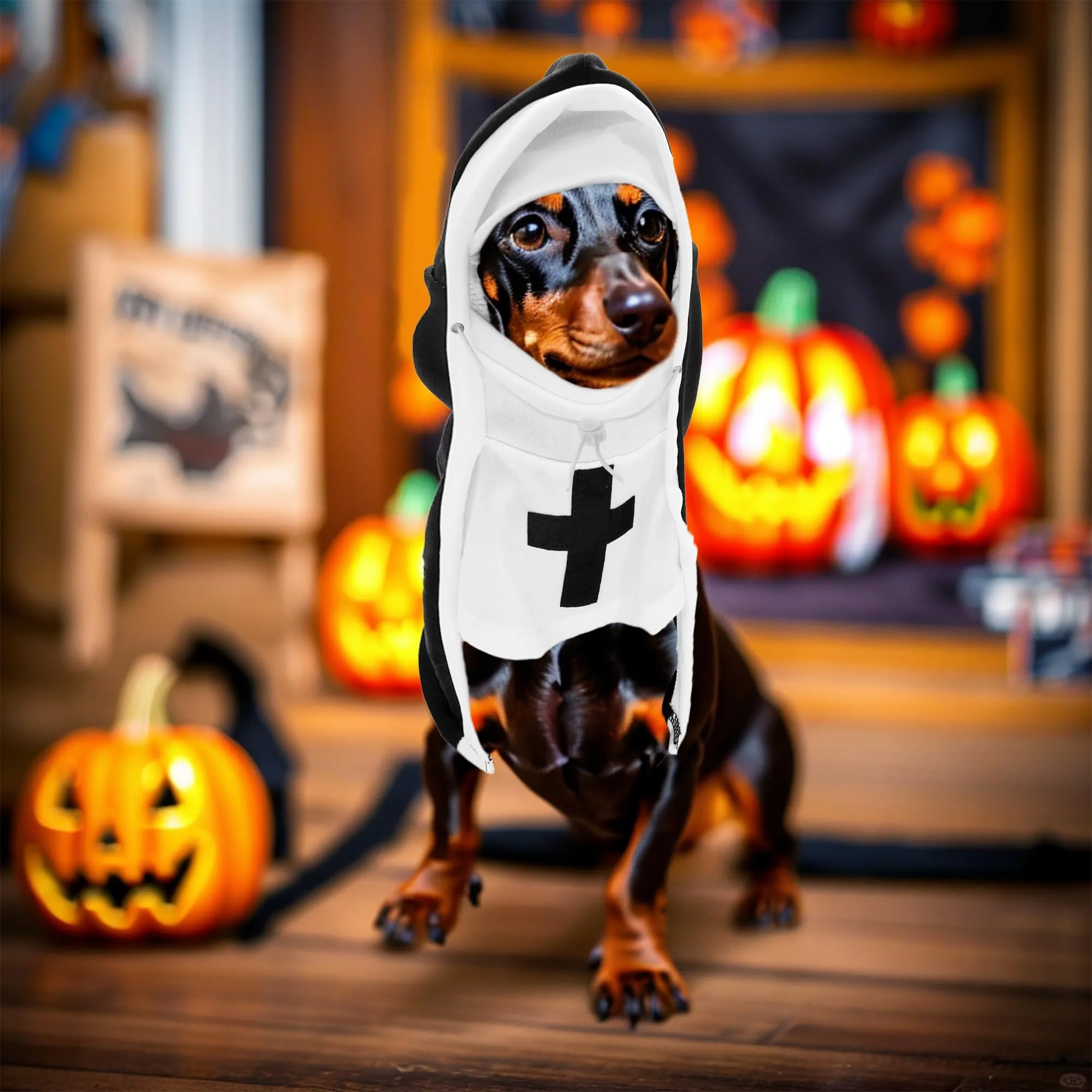 JpGdn Costume da suora per cani di taglia piccola e media, nero e bianco - immagine 7