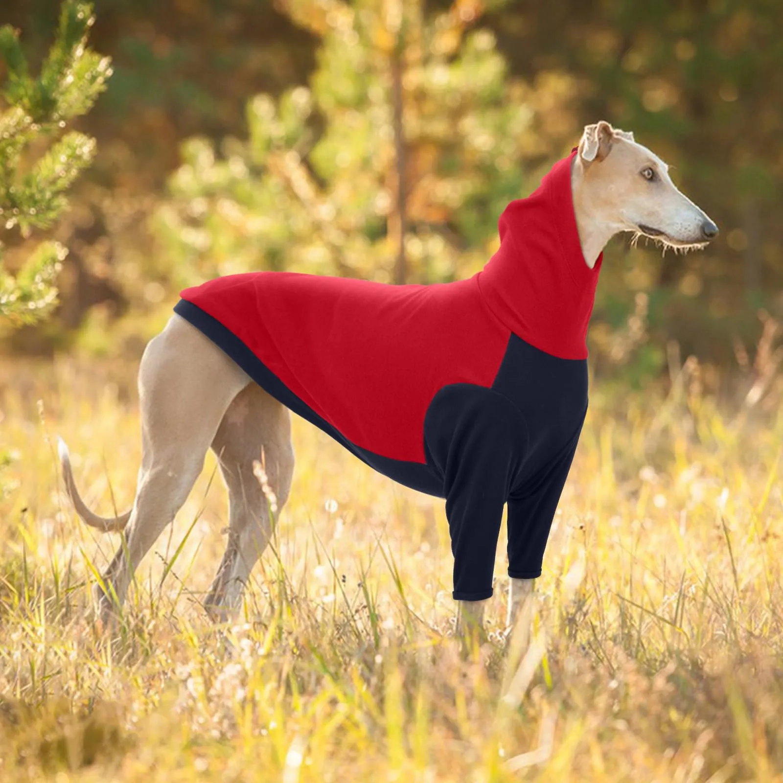 PUMYPOREITY Maglione a collo alto in pile per levrieri, rosso, XL - immagine 6