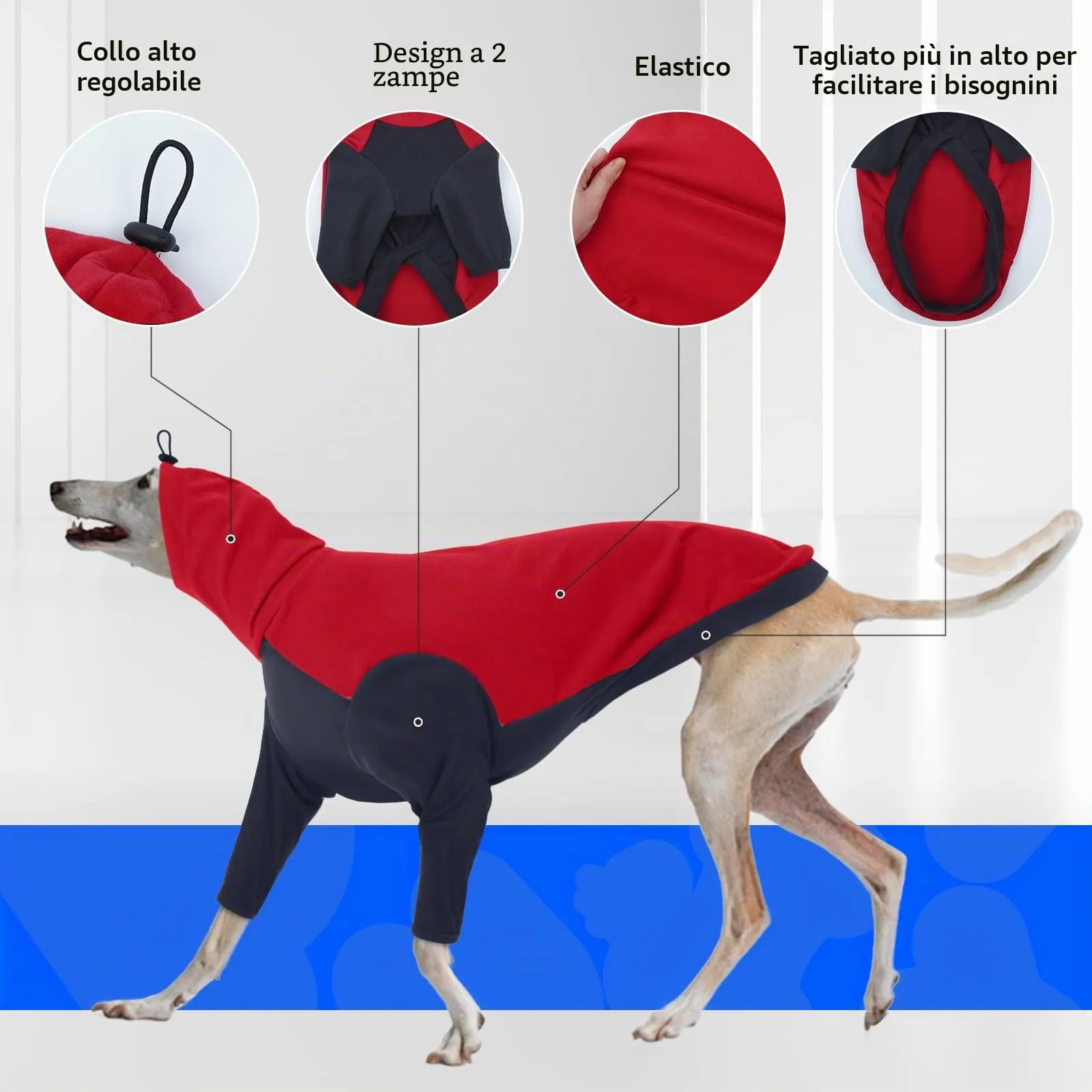PUMYPOREITY Maglione Pullover per Levrieri Whippet e Lurcher, Abbigliamento Invernale Cane, Rosso, M - immagine 3